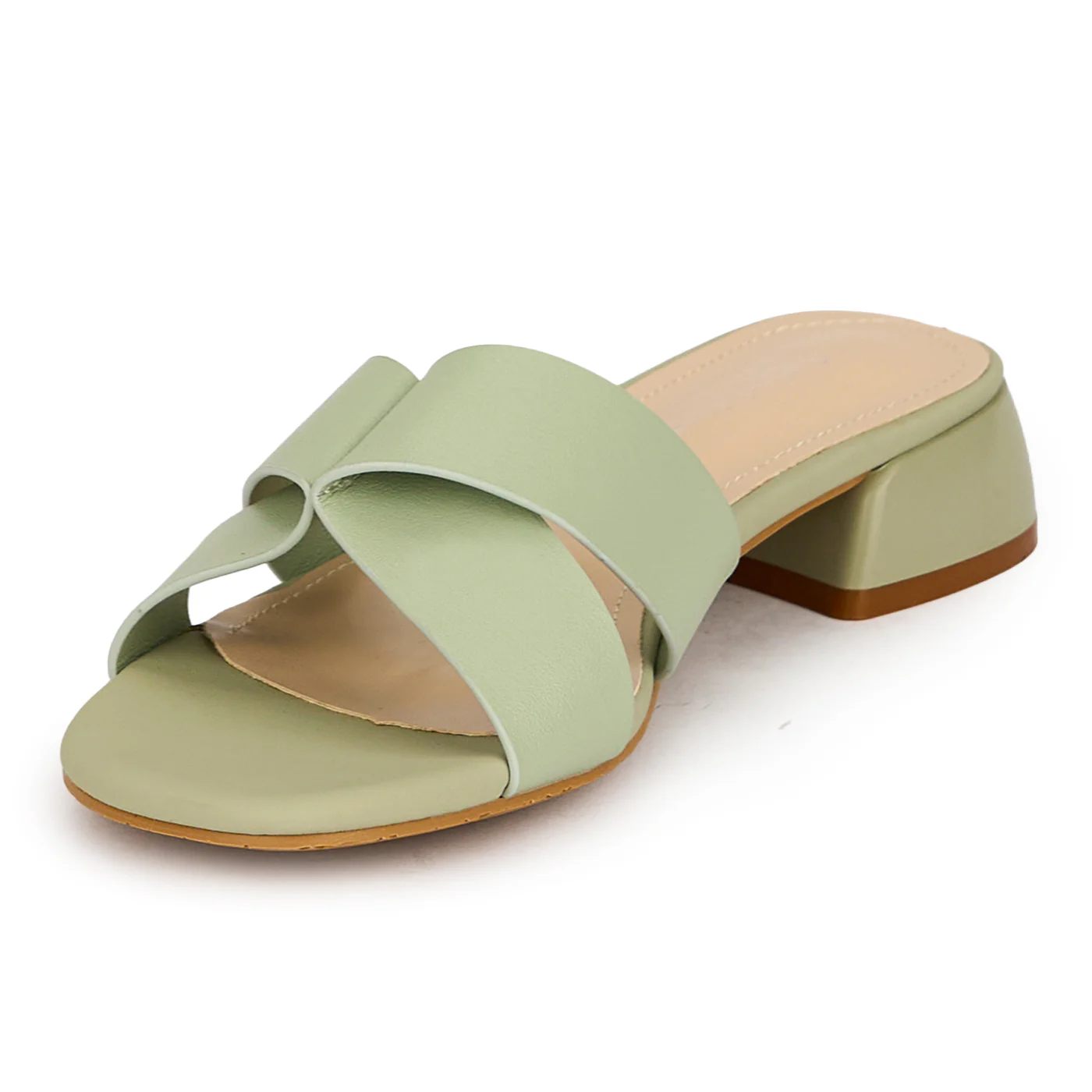 Papuci eleganti dama din piele naturala verde cu toc mic 3 cm 19799 - Image 3
