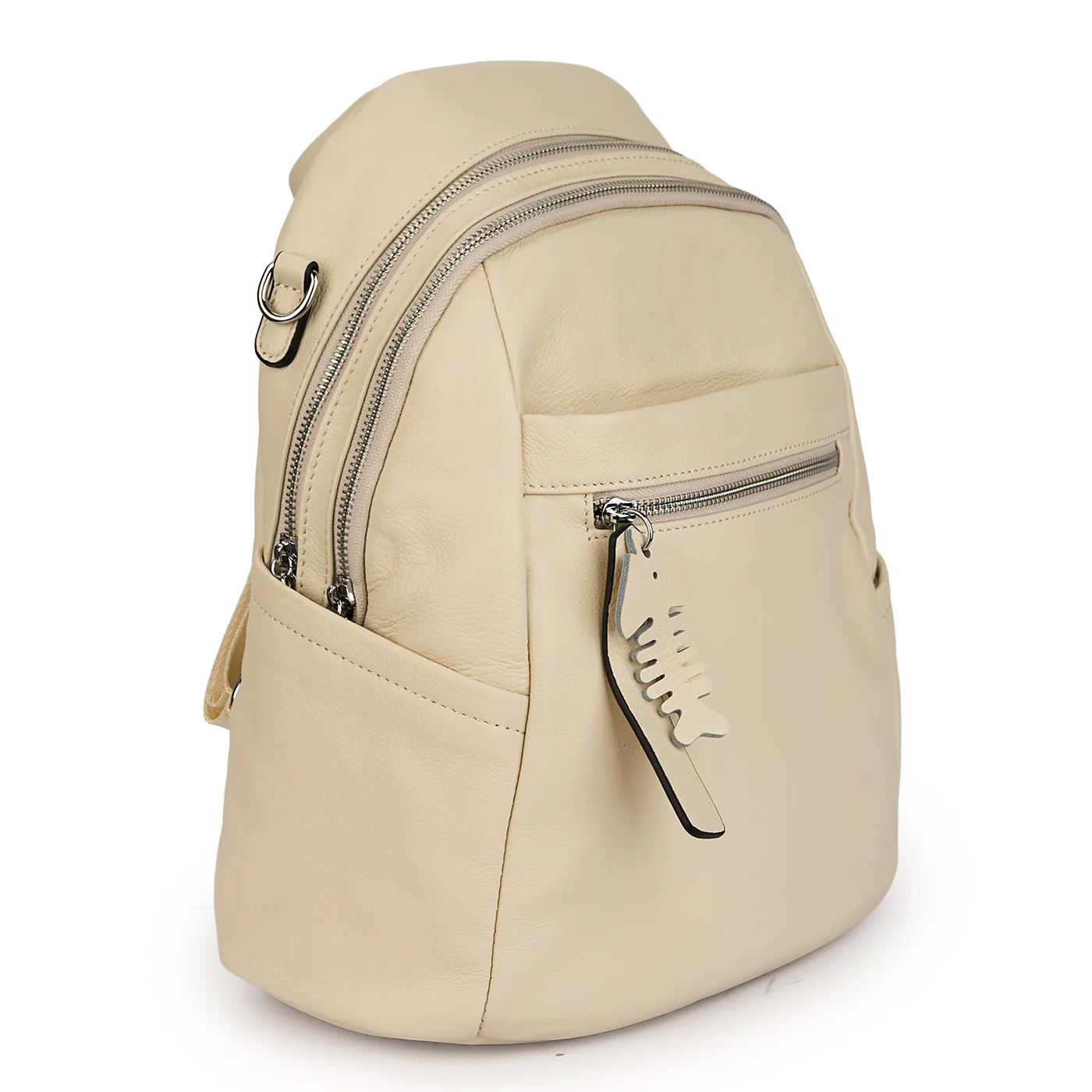 Rucsac din piele naturala crem 21275 - Image 2