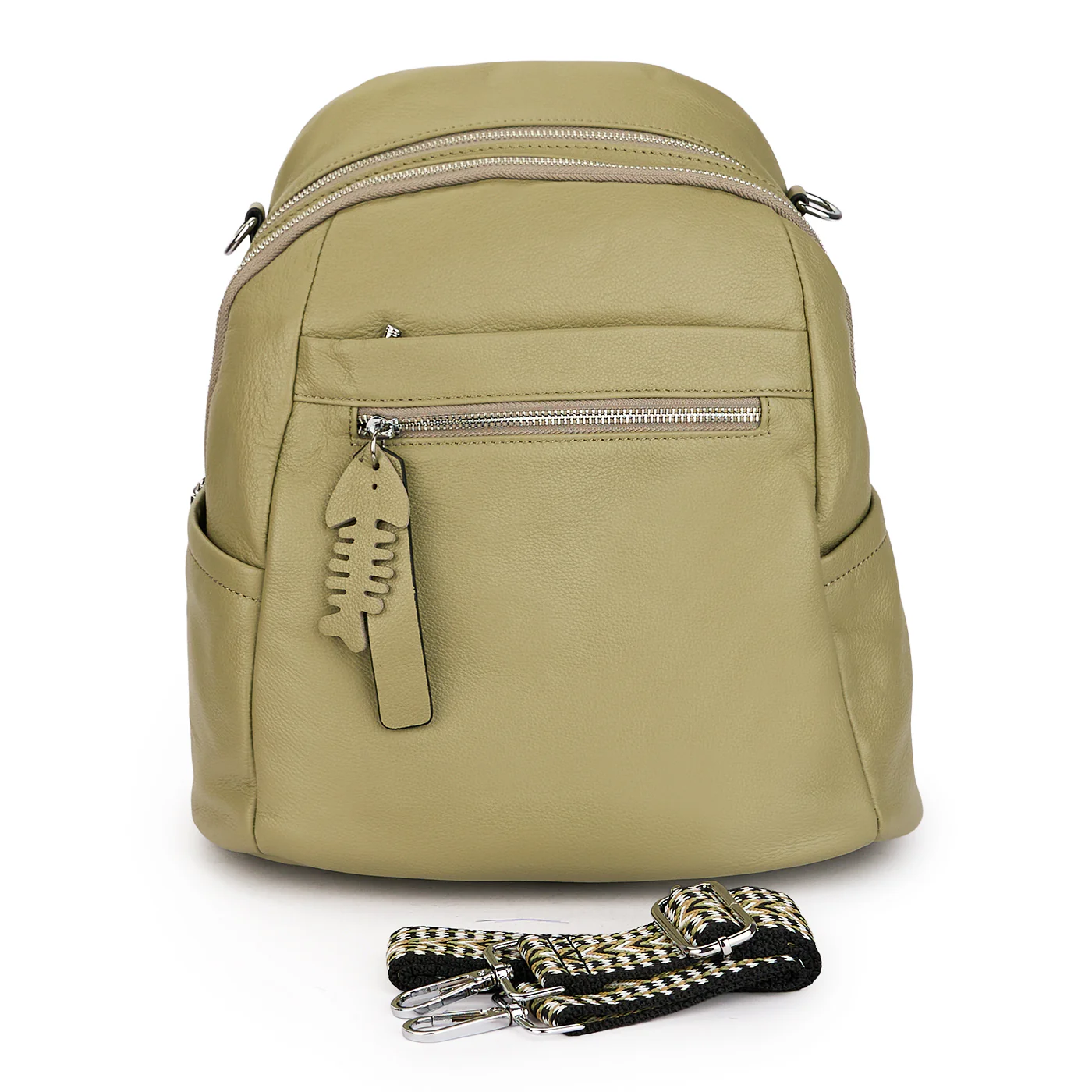 Rucsac din piele naturala kaki 21276