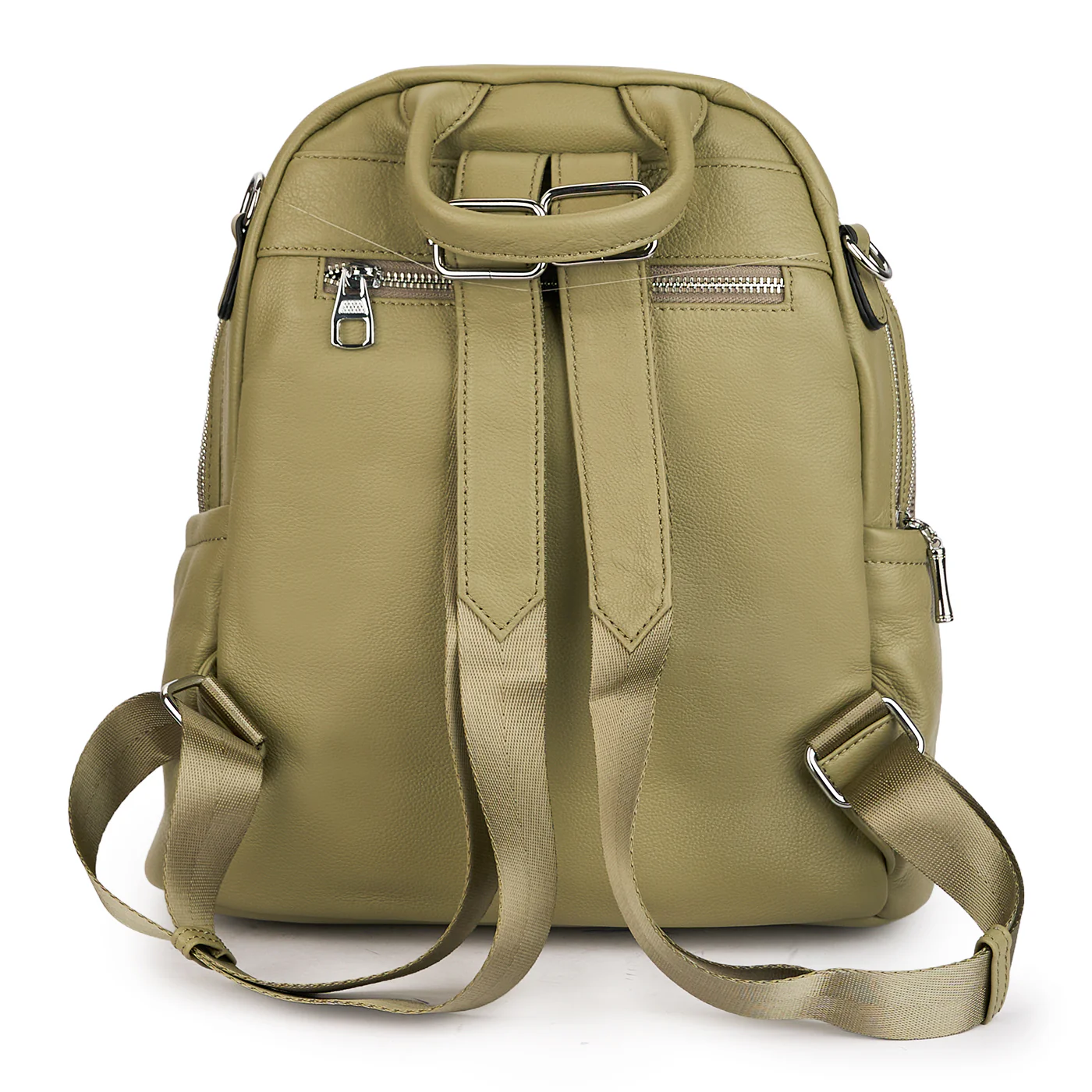 Rucsac din piele naturala kaki 21276 - Image 3
