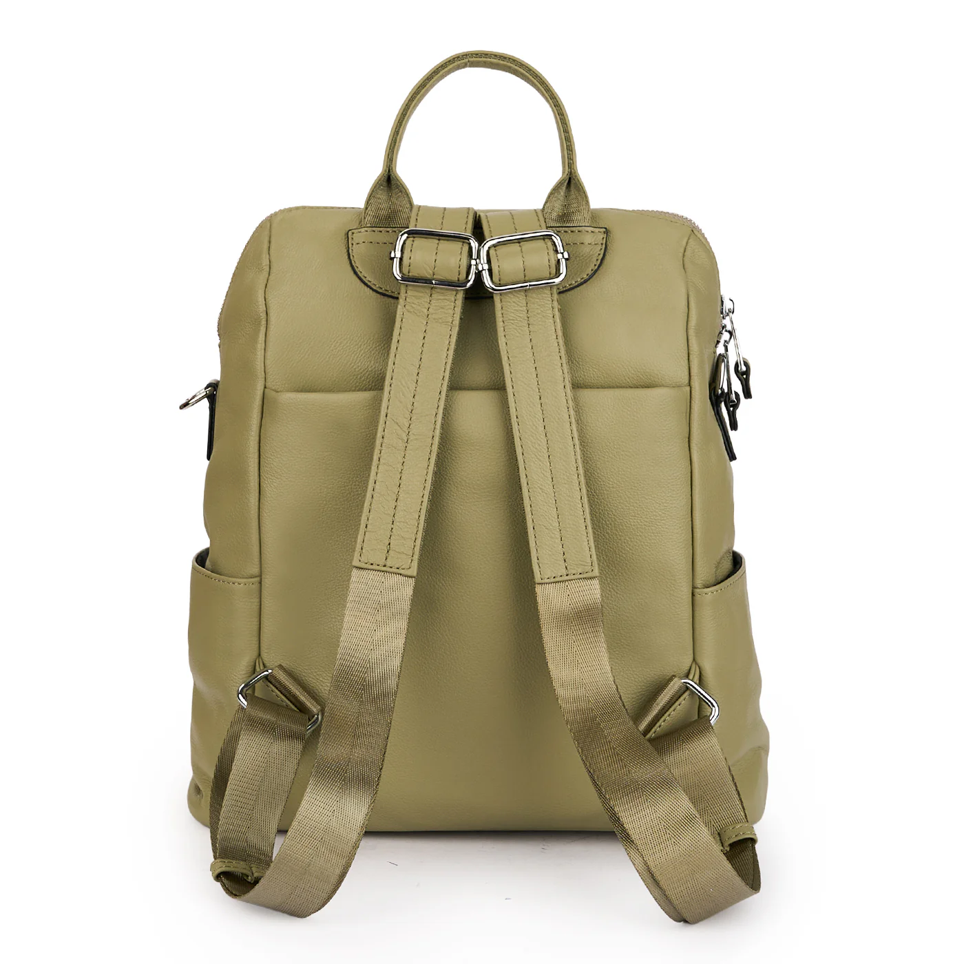 Rucsac din piele naturala kaki 21285 - Image 3