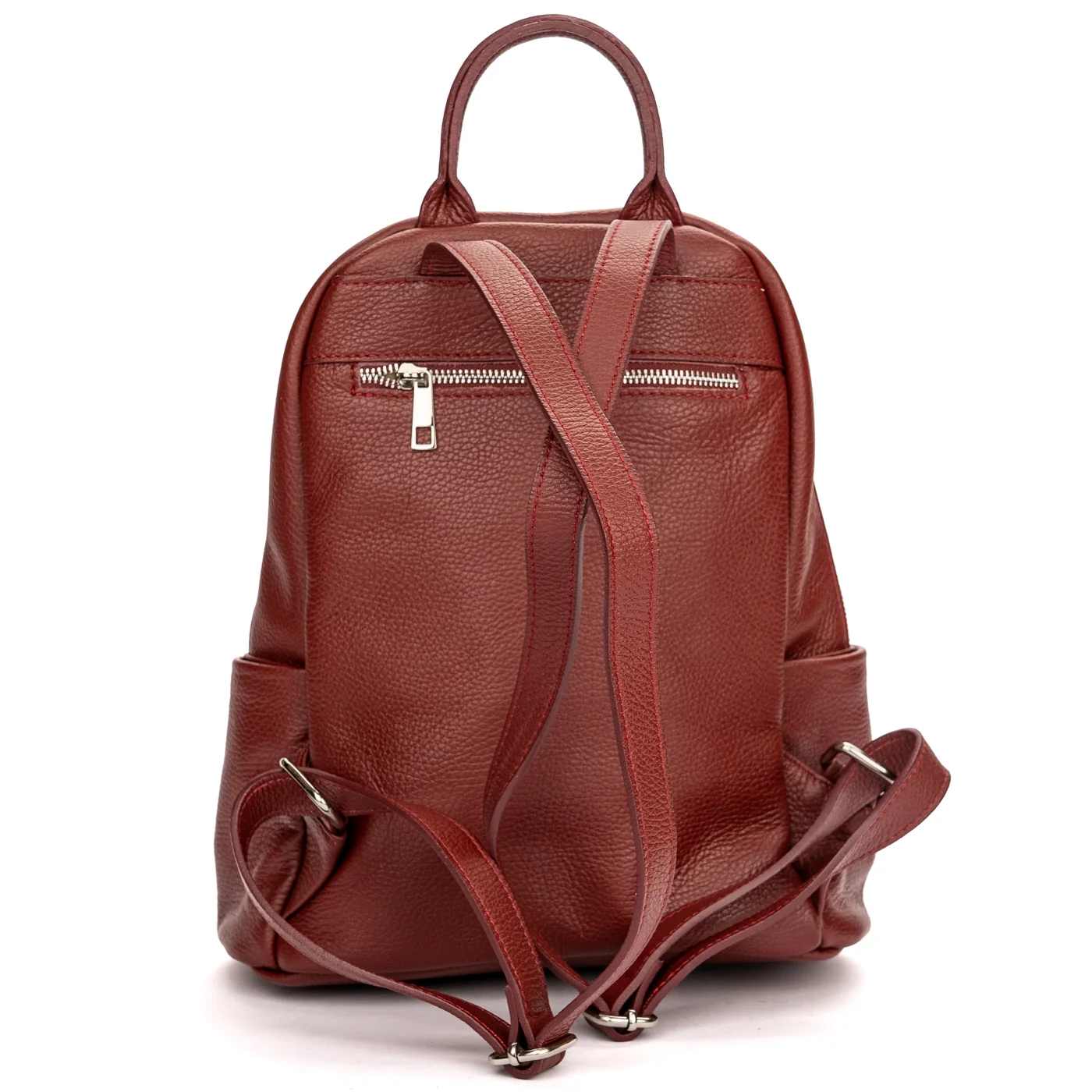 Rucsac elegant dama din piele naturala visinie 11341 - Image 3