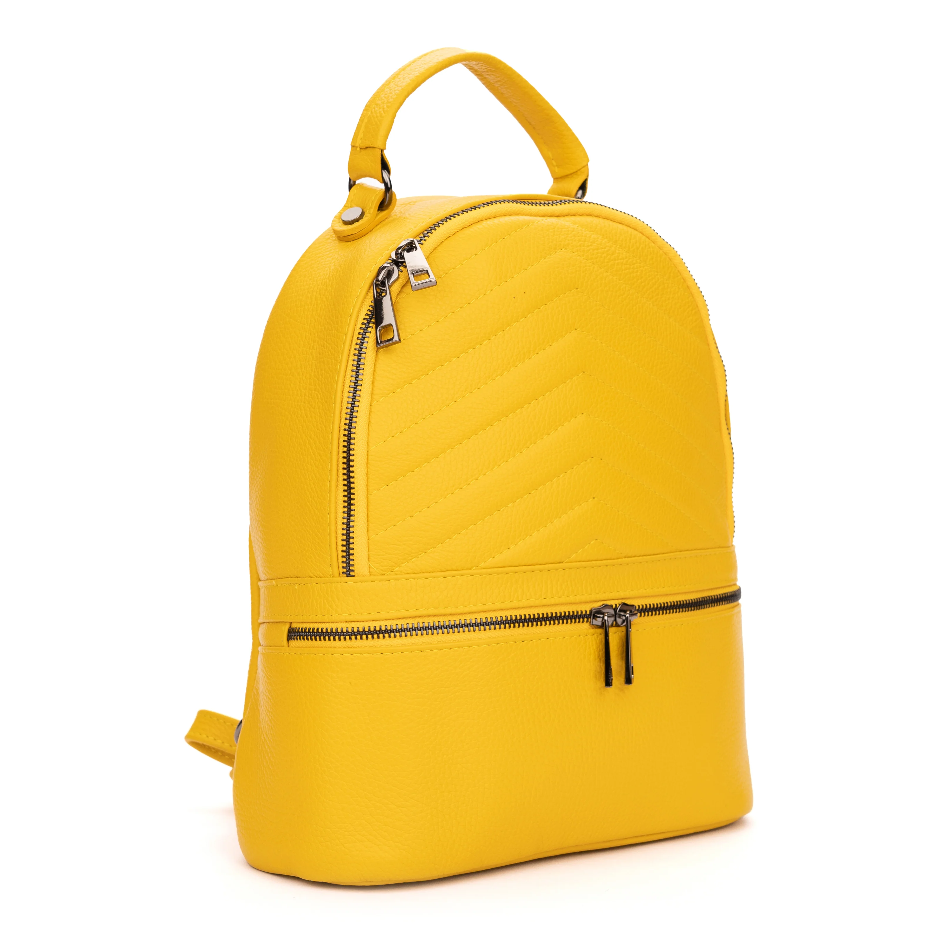 Rucsac elegant dama din piele naturala galbena 11091 - Image 2