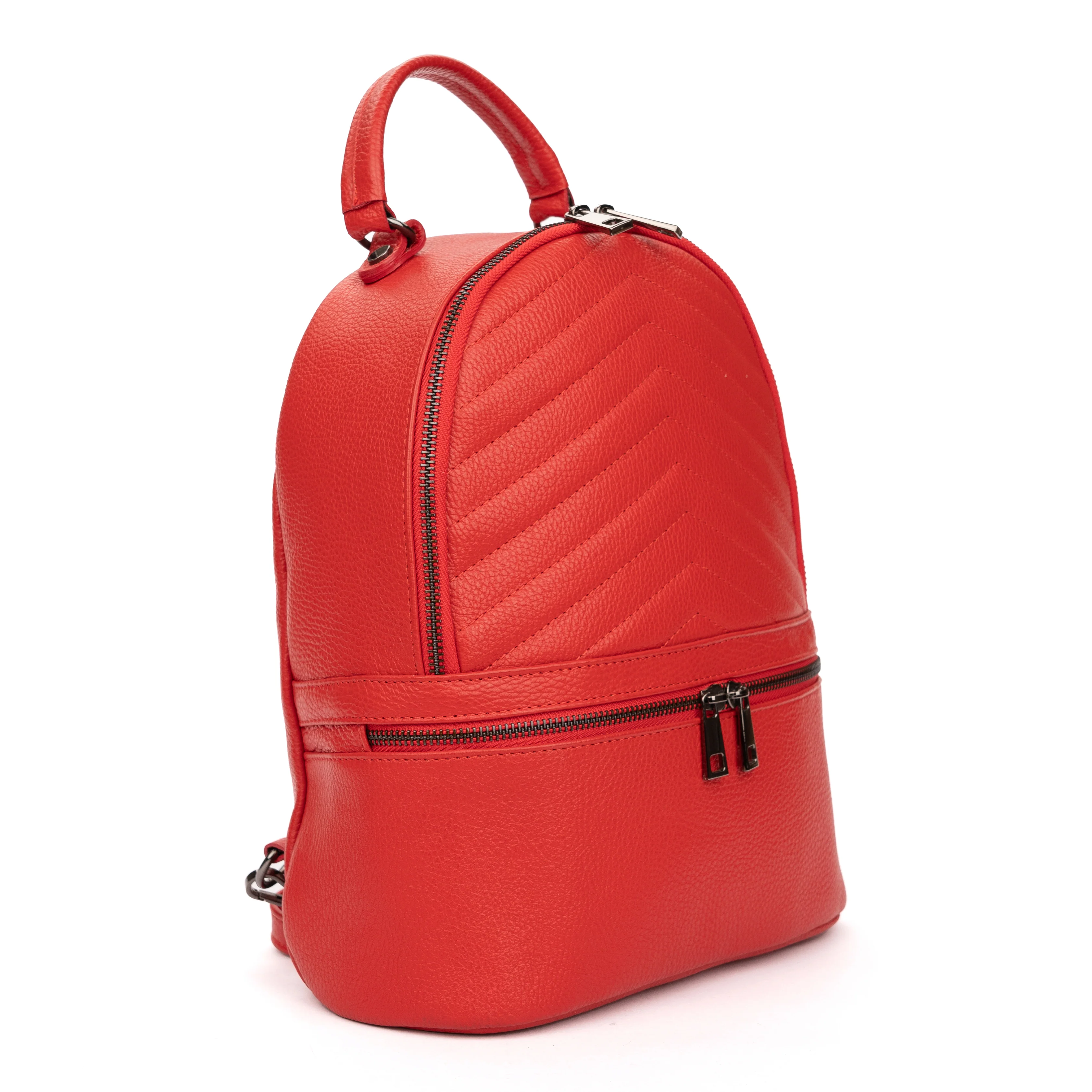 Rucsac elegant dama din piele naturala rosie 11090 - Image 2