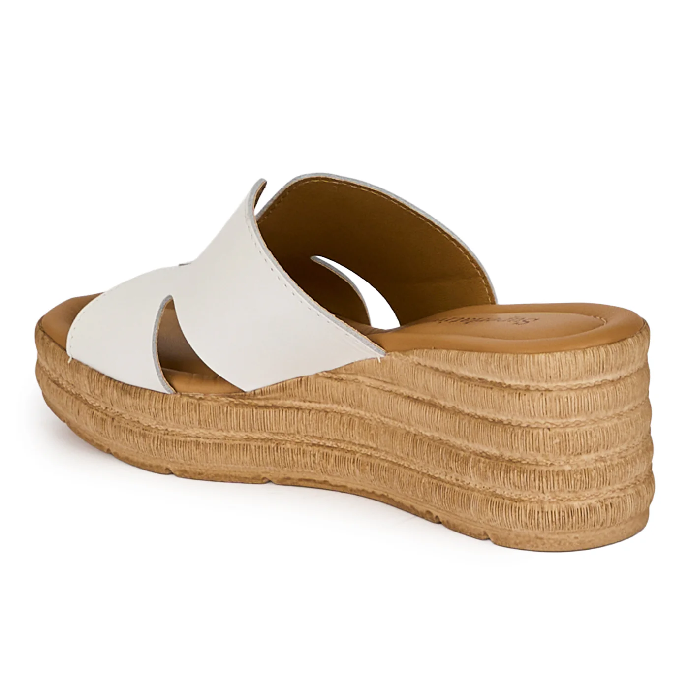 Saboti dama din piele naturala alba cu platforma 6.5 cm 18355 - Image 2