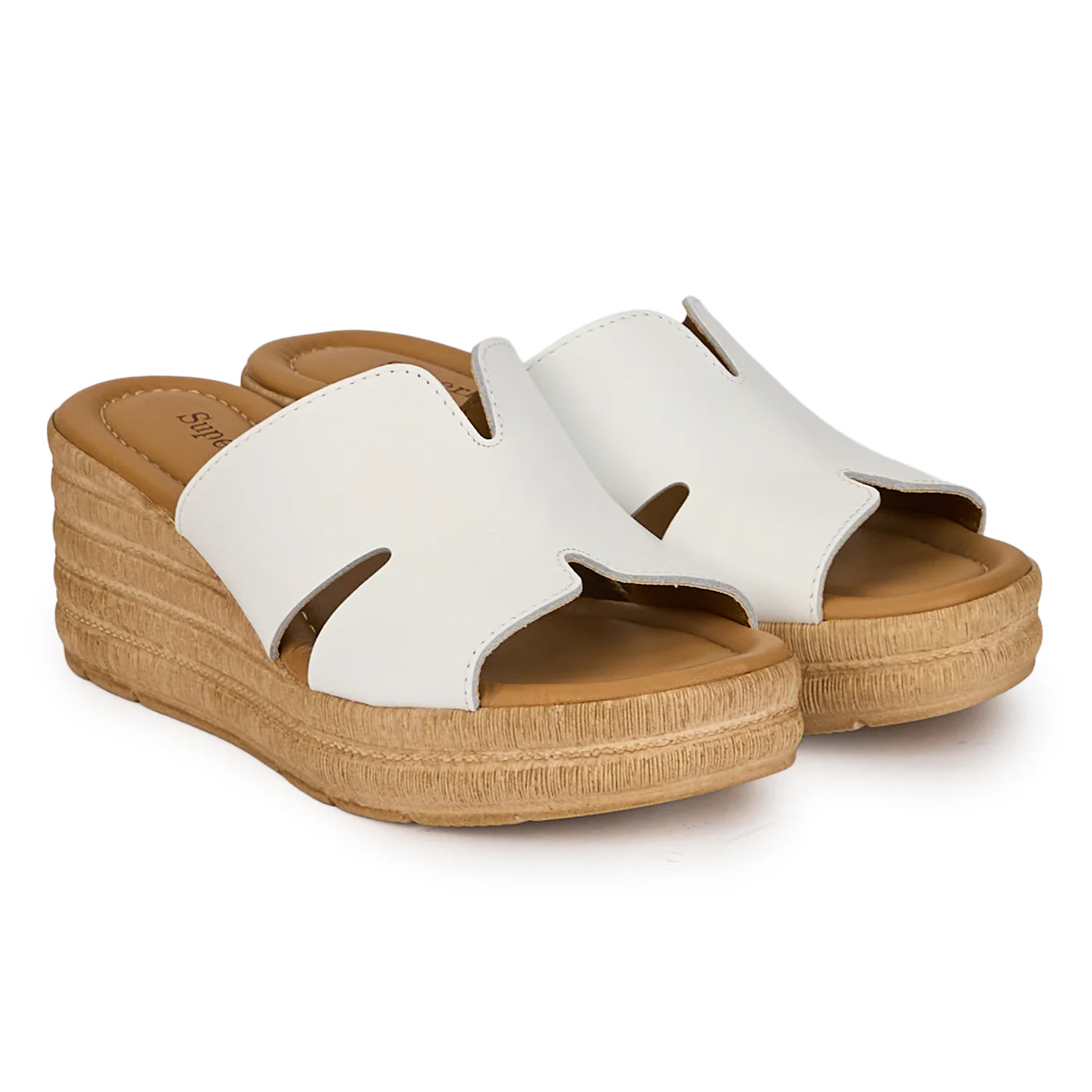Saboti dama din piele naturala alba cu platforma 6.5 cm 18355 - Image 4