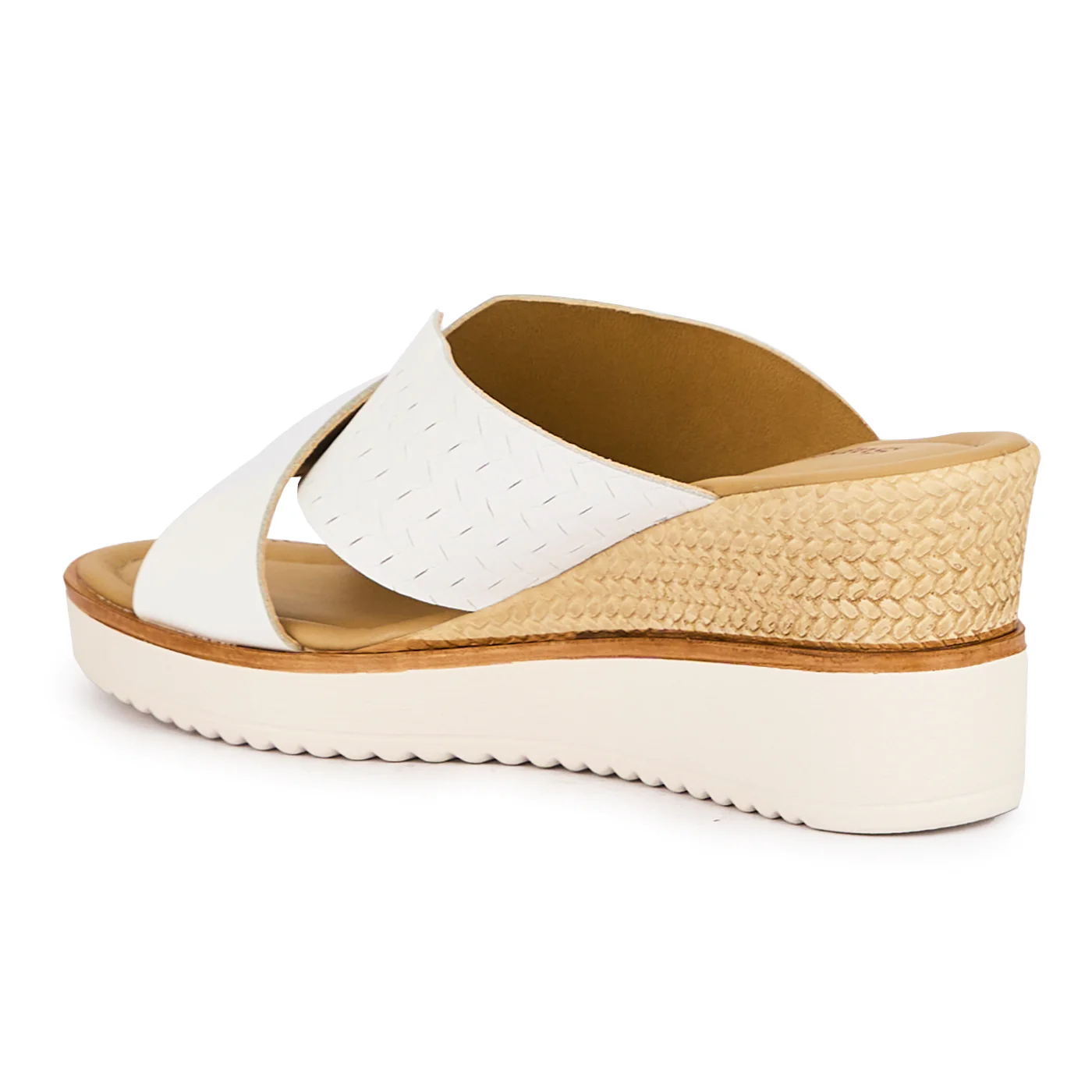 Saboti dama din piele naturala alba cu platforma 7 cm 16147 - Image 2