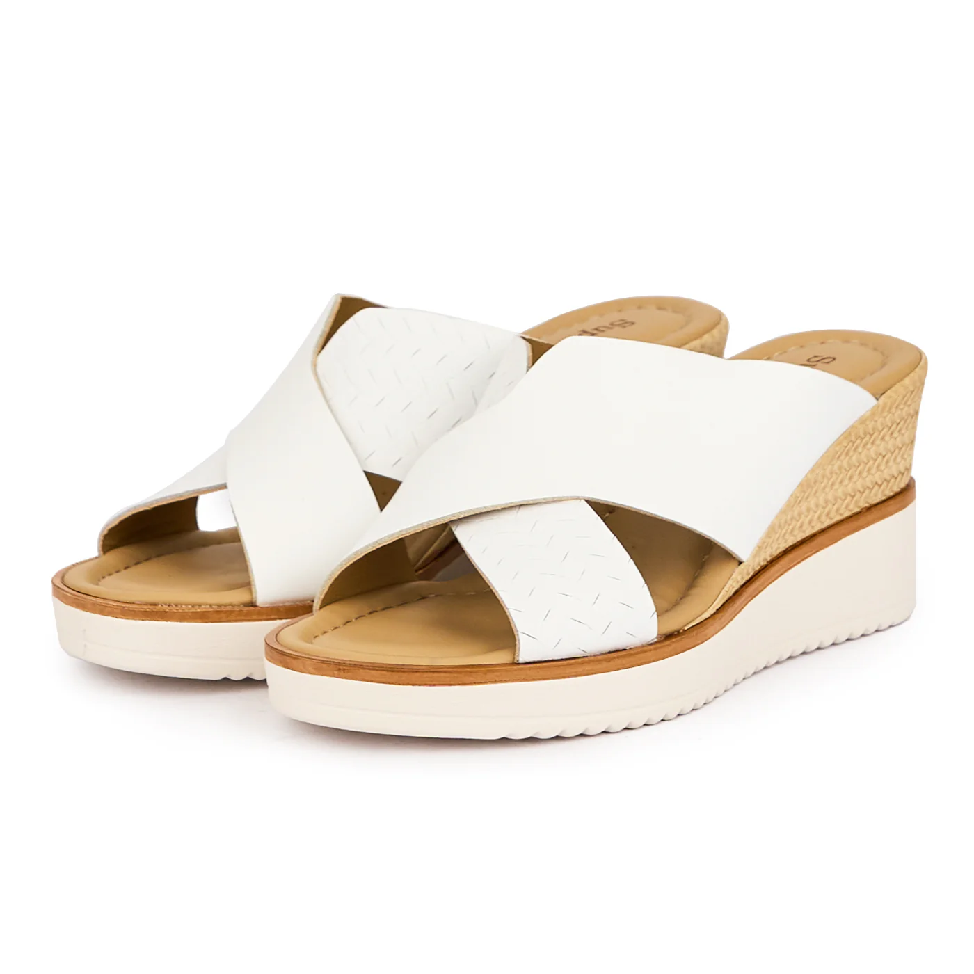 Saboti dama din piele naturala alba cu platforma 7 cm 16147 - Image 3