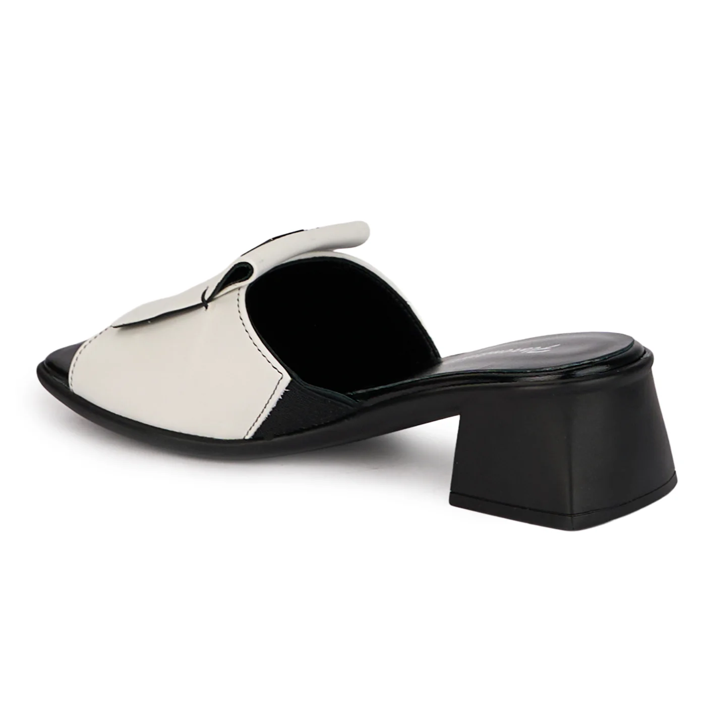 Saboti dama din piele naturala alba cu toc gros 4.5 cm 18541 - Image 2