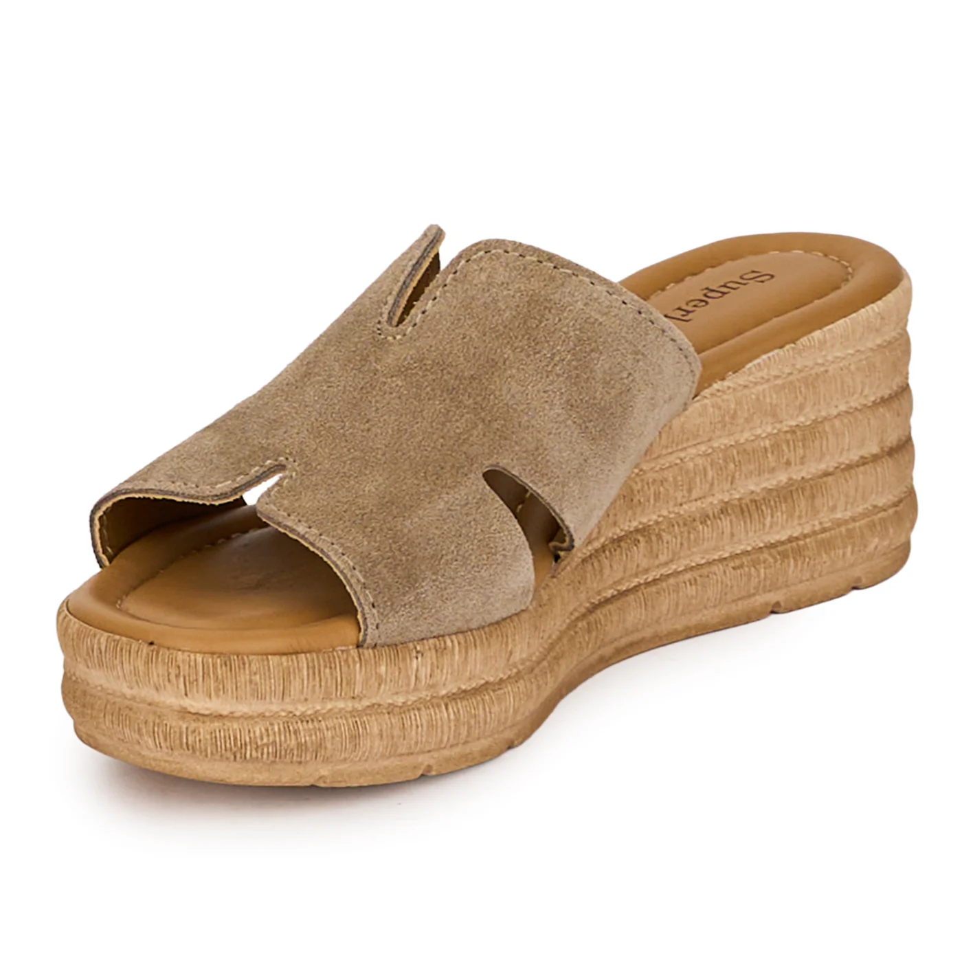 Saboti dama din piele naturala bej cu platforma 6.5 cm 18356 - Image 3