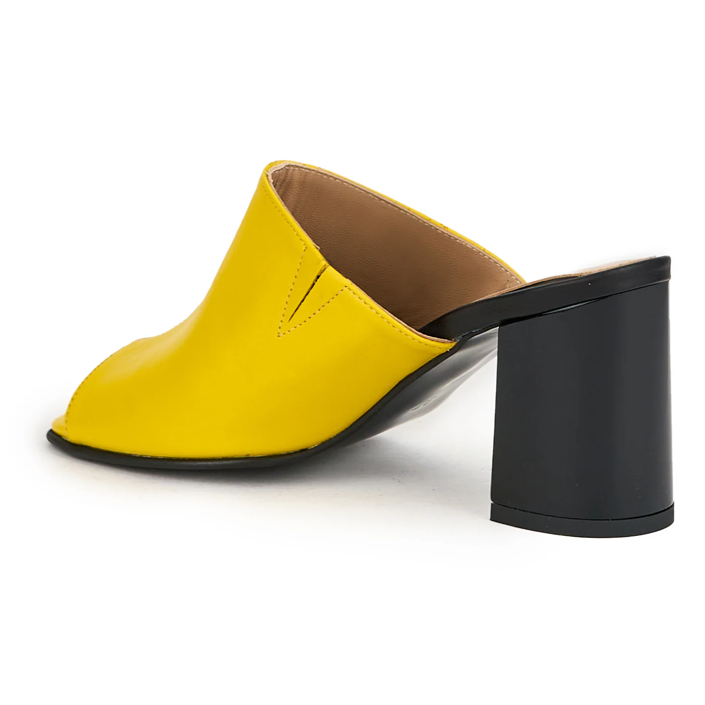 Saboti dama din piele naturala galbena toc 7.5 cm 15095 - Image 2