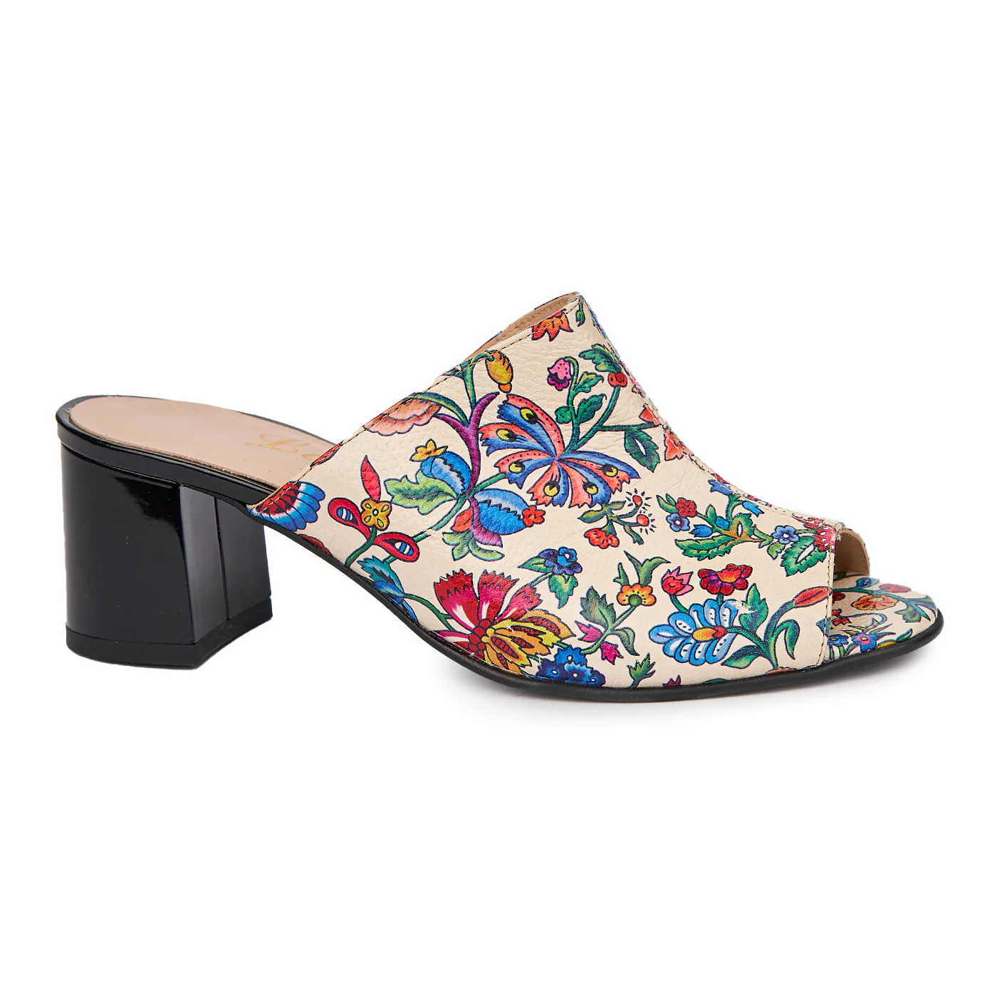 Saboti dama din piele naturala model floral 5510