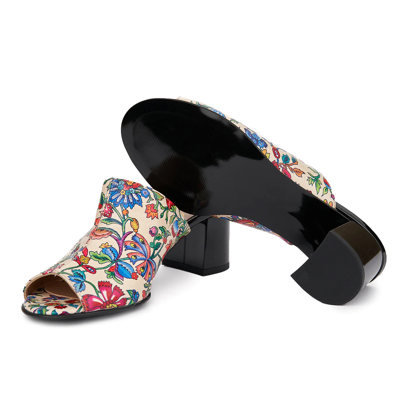 Saboti dama din piele naturala model floral 5510 - Image 3