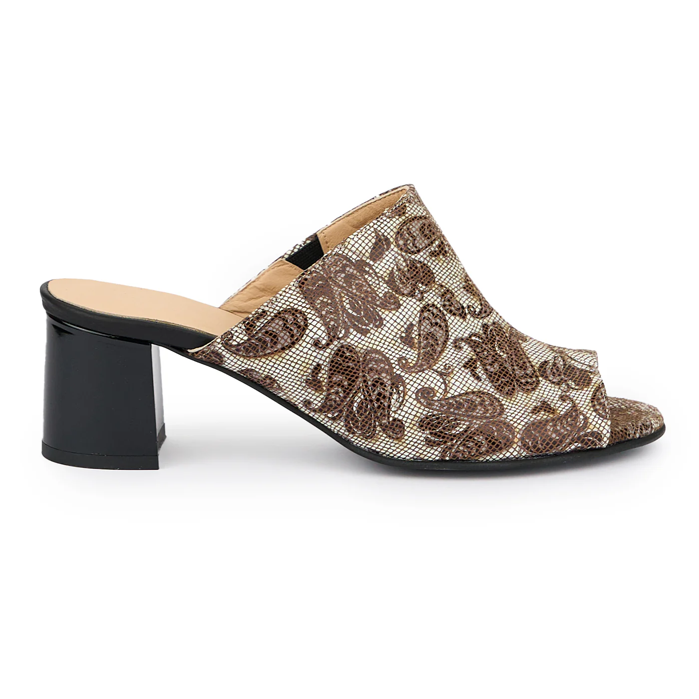 Saboti dama din piele naturala multicolor cu toc 6 cm 15167