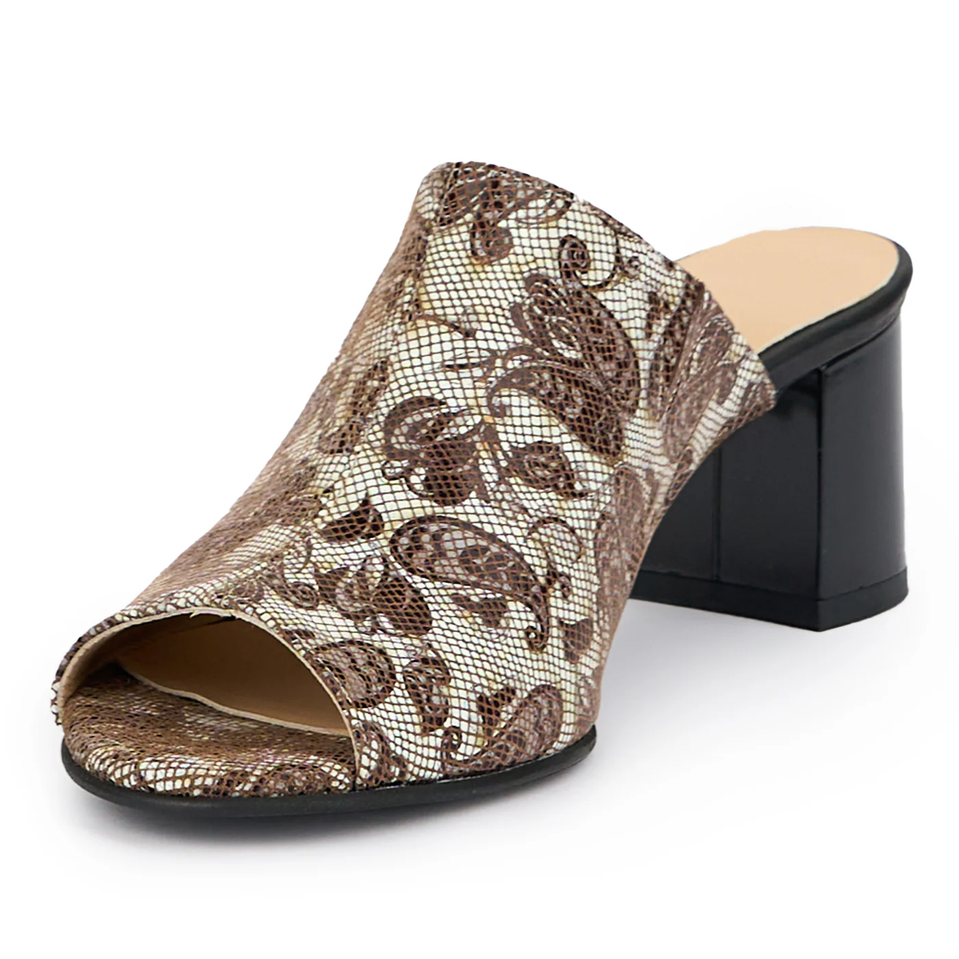 Saboti dama din piele naturala multicolor cu toc 6 cm 15167 - Image 3