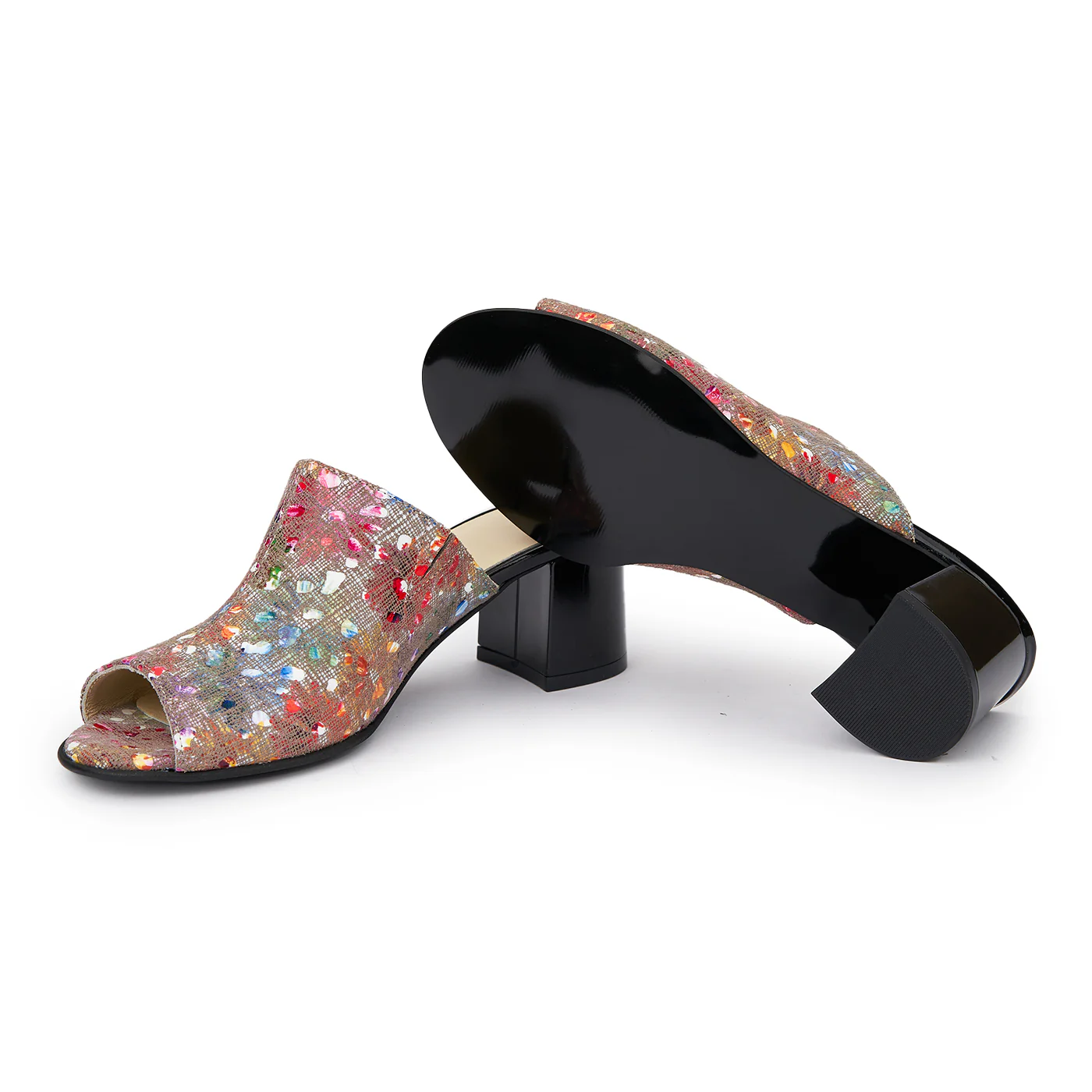 Saboti dama din piele naturala multicolora 5780 - Image 3
