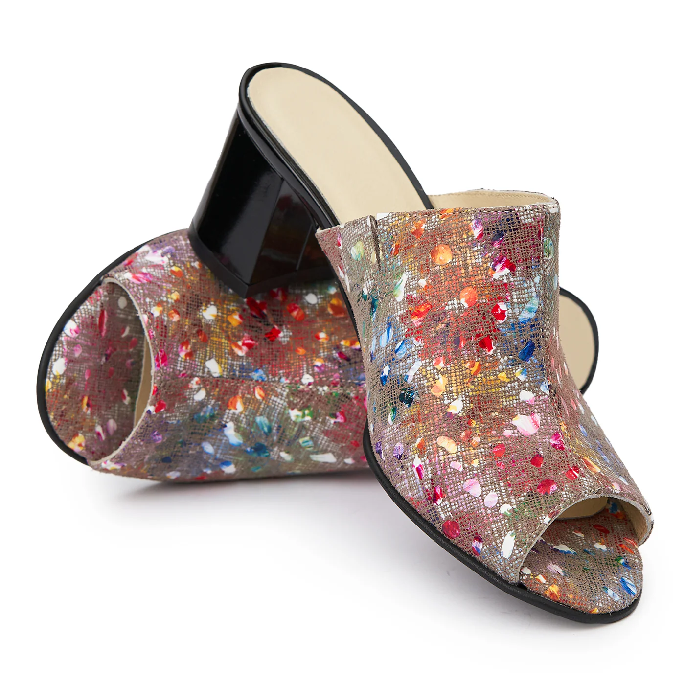 Saboti dama din piele naturala multicolora 5780 - Image 4