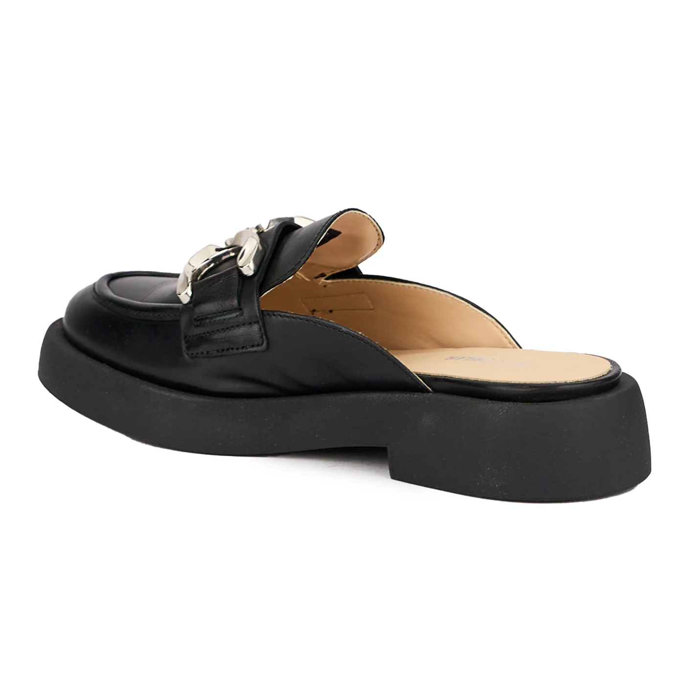 Saboti dama din piele naturala neagra cu accesoriu metalic 16310 - Image 2