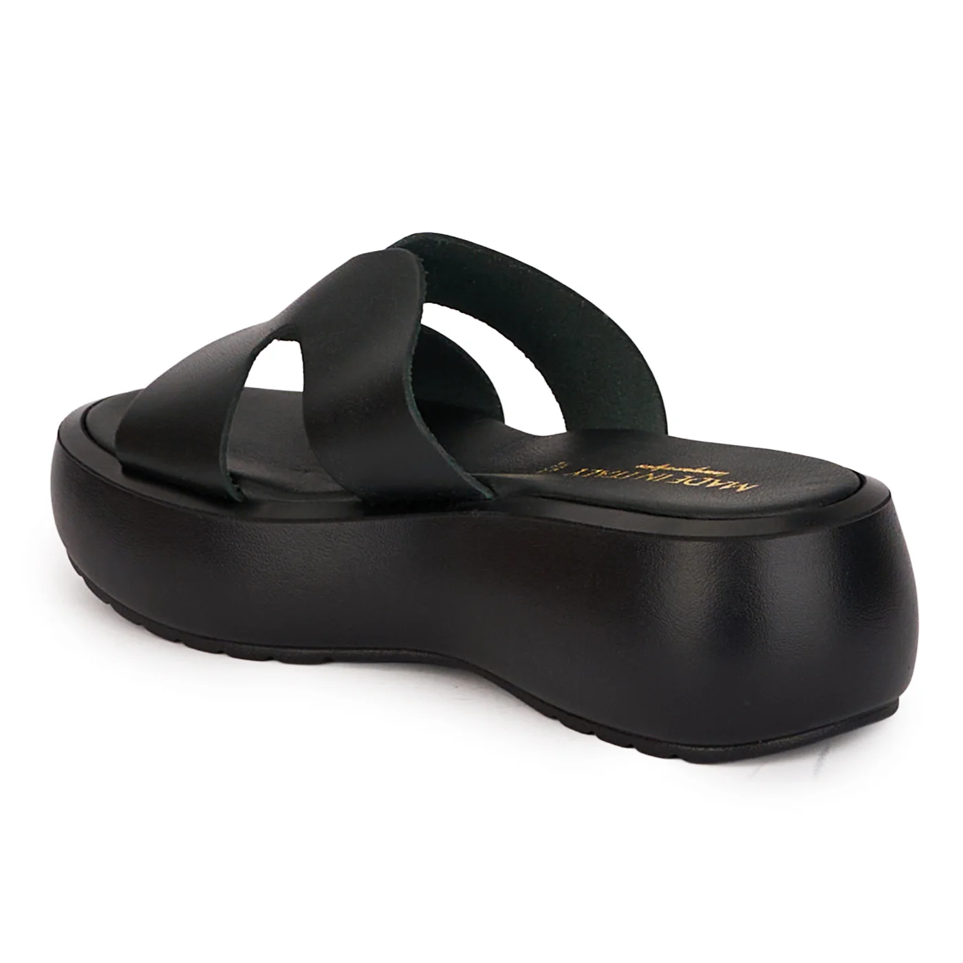 Saboti dama din piele naturala neagra cu talpa 5 cm 18470 - Image 2