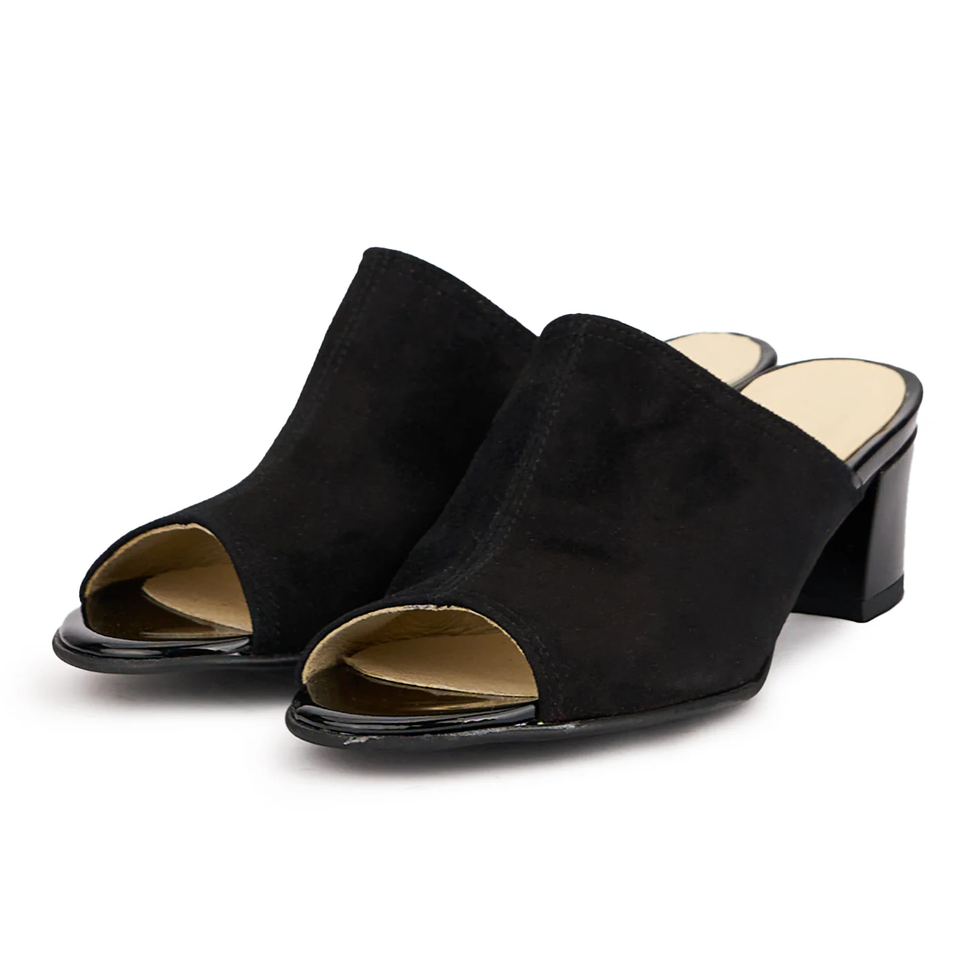 Saboti dama din piele naturala neagra cu toc 4.5 cm 16524 - Image 3