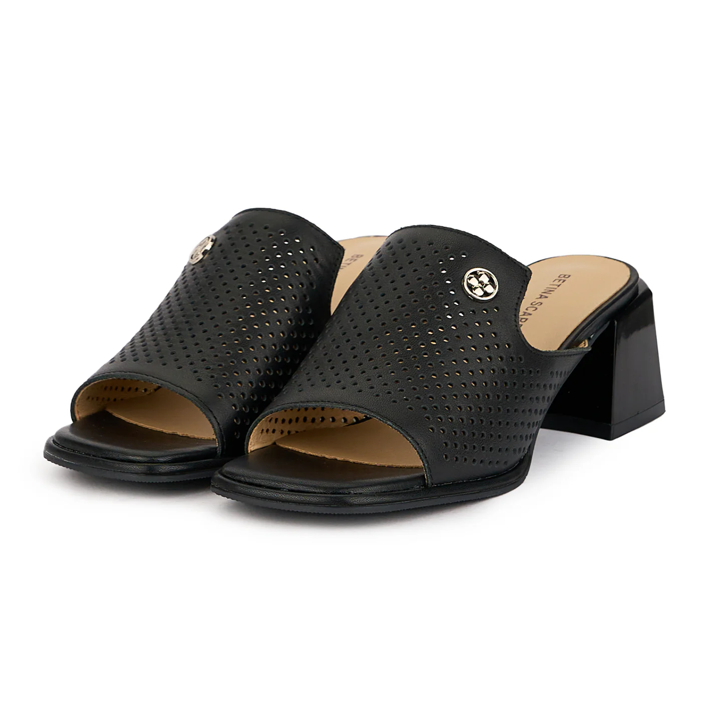 Saboti dama din piele naturala neagra cu toc 5 cm 16094 - Image 3