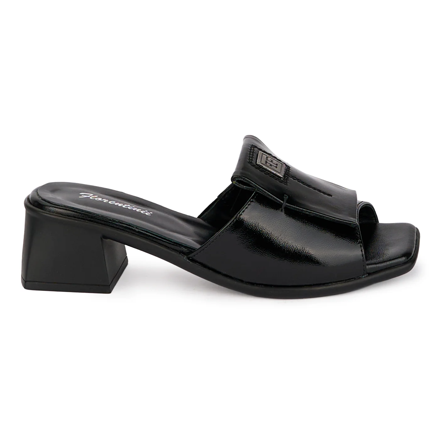 Saboti dama din piele naturala neagra cu toc gros 4.5 cm 18449