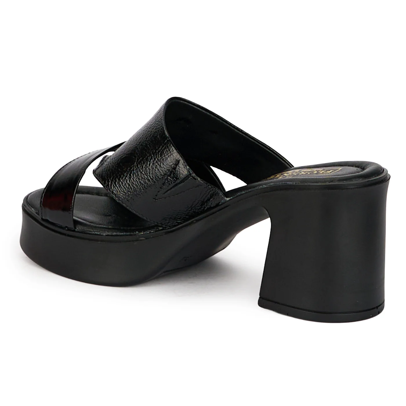 Saboti dama din piele naturala neagra cu toc gros 7 cm 18378 - Image 2