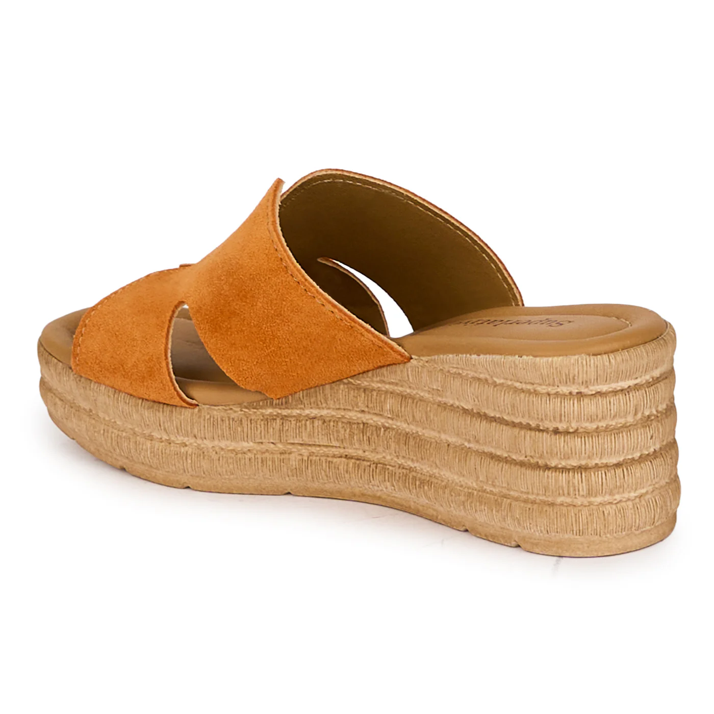 Saboti dama din piele naturala portocalie cu platforma 6.5 cm 18358 - Image 2