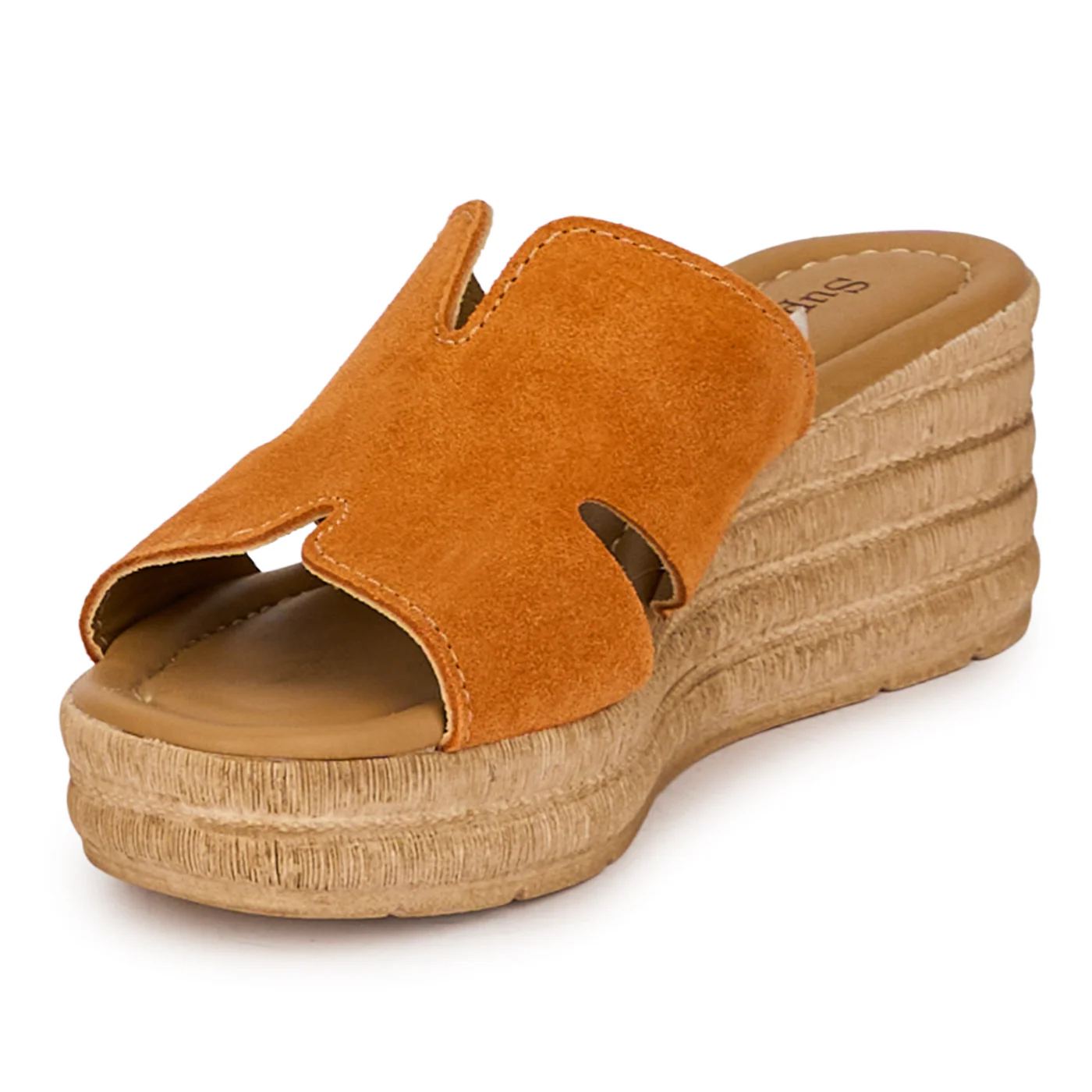 Saboti dama din piele naturala portocalie cu platforma 6.5 cm 18358 - Image 3