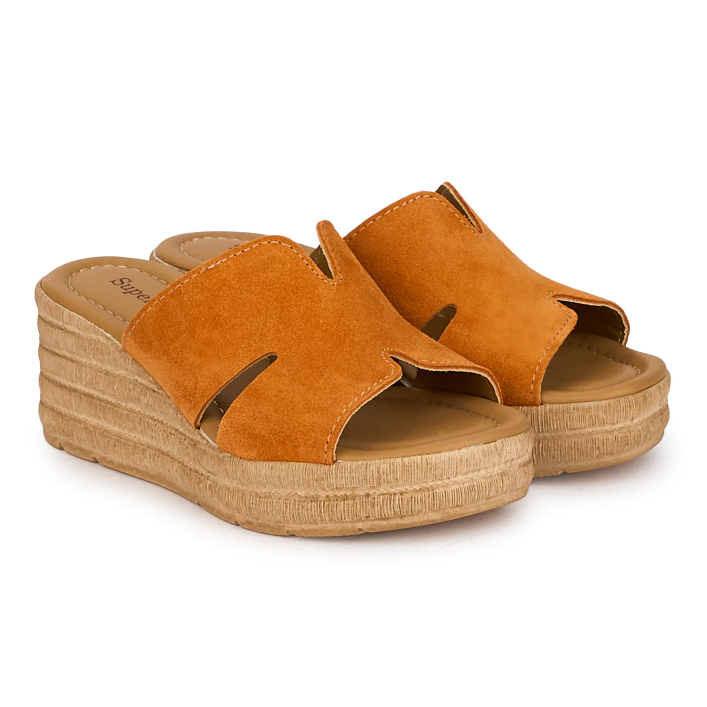 Saboti dama din piele naturala portocalie cu platforma 6.5 cm 18358 - Image 4