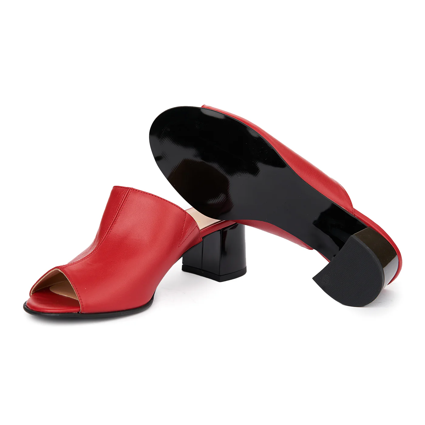 Saboti dama din piele naturala rosie 5505 - Image 3