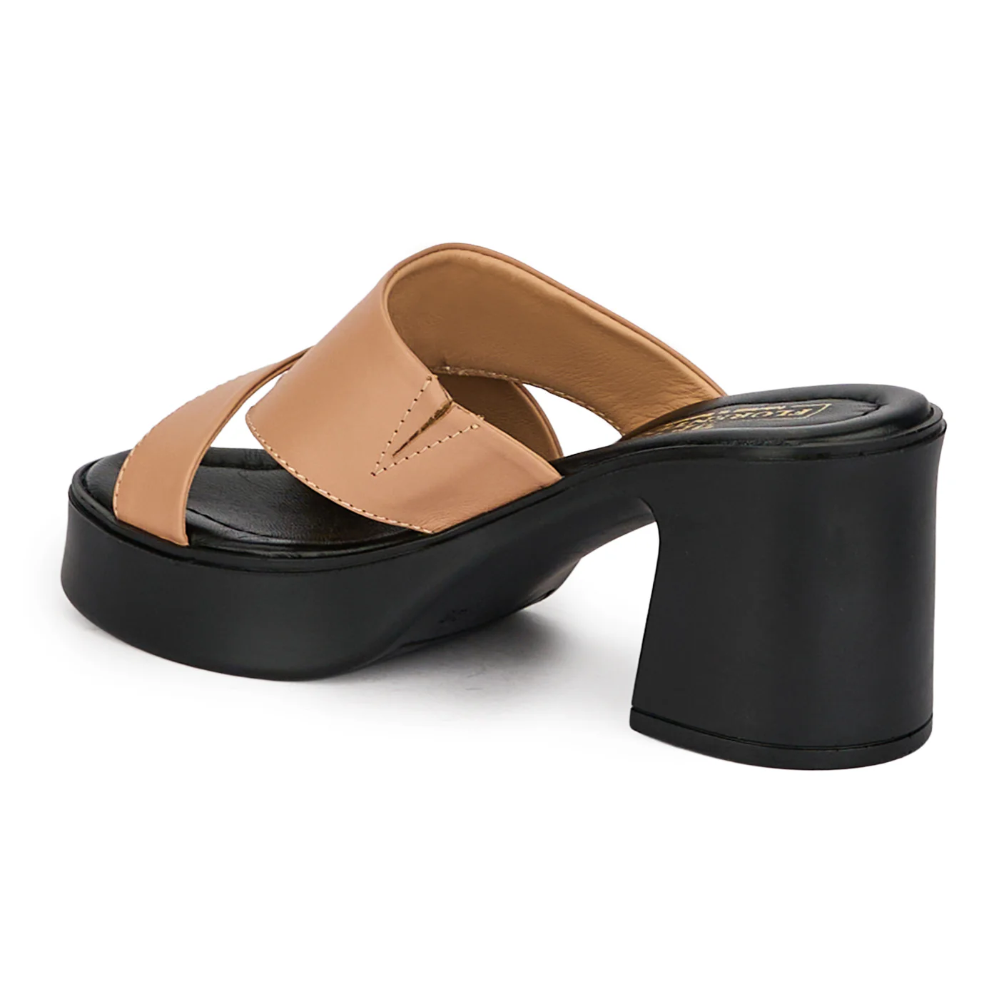 Saboti dama din piele naturala roz fard cu toc gros 7 cm 18379 - Image 2