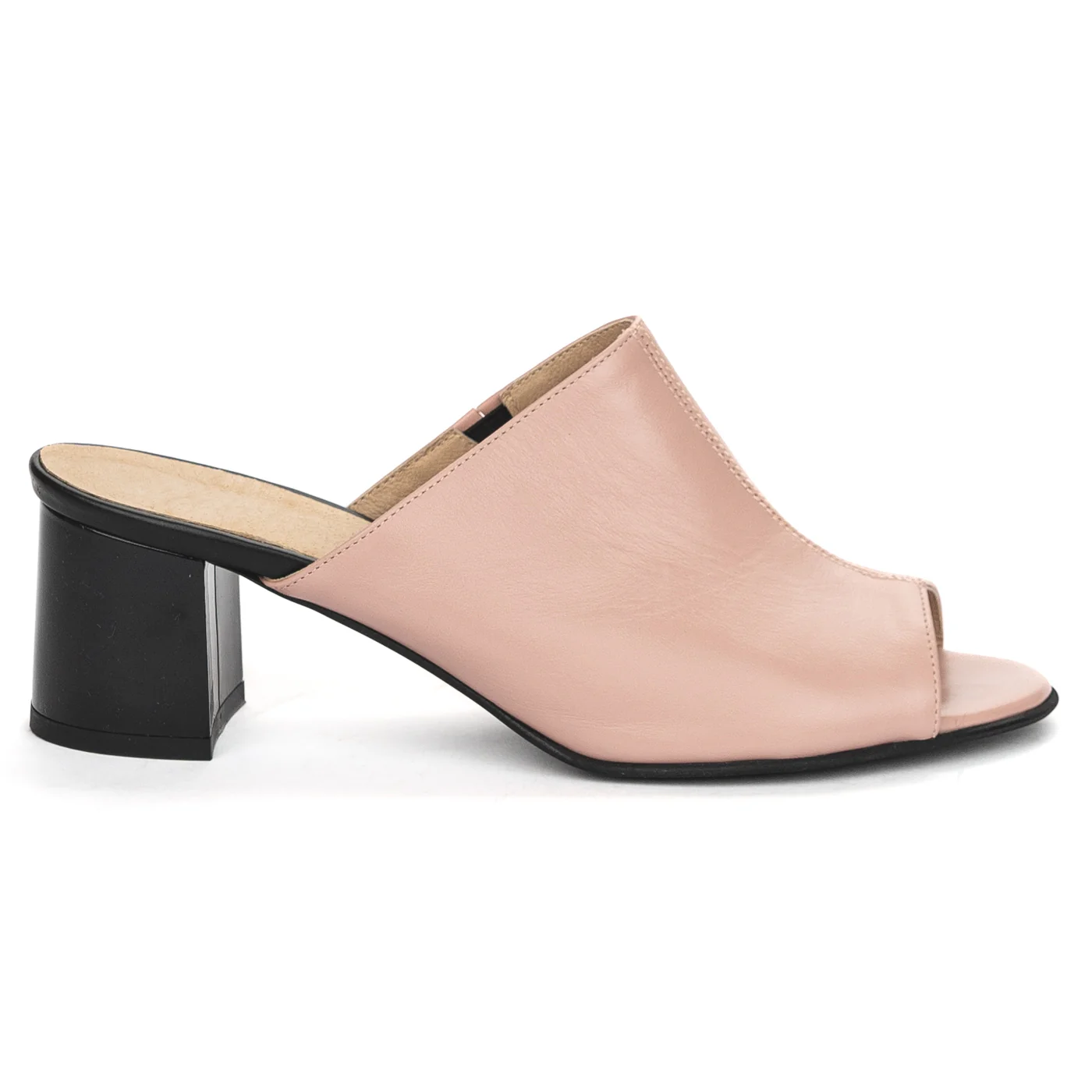 Saboti dama din piele naturala roz-nude cu toc 6 cm 13828