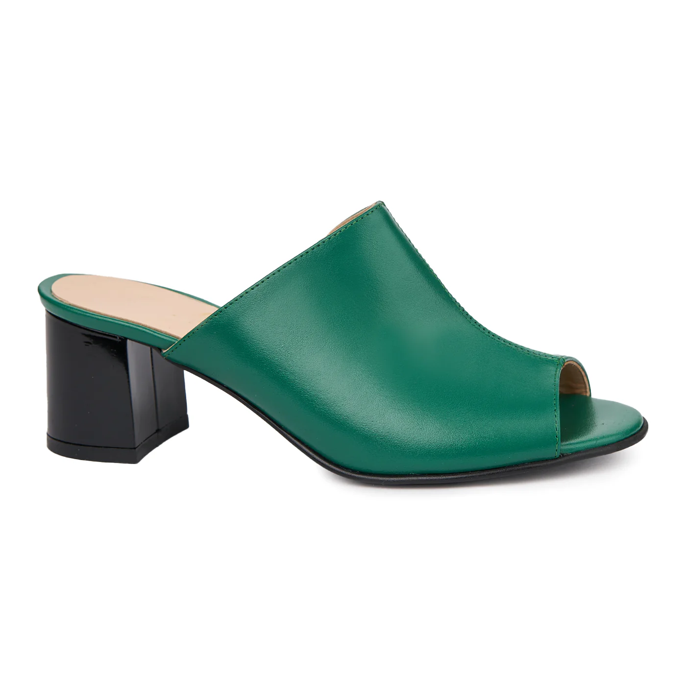 Saboti dama din piele naturala verde 5507