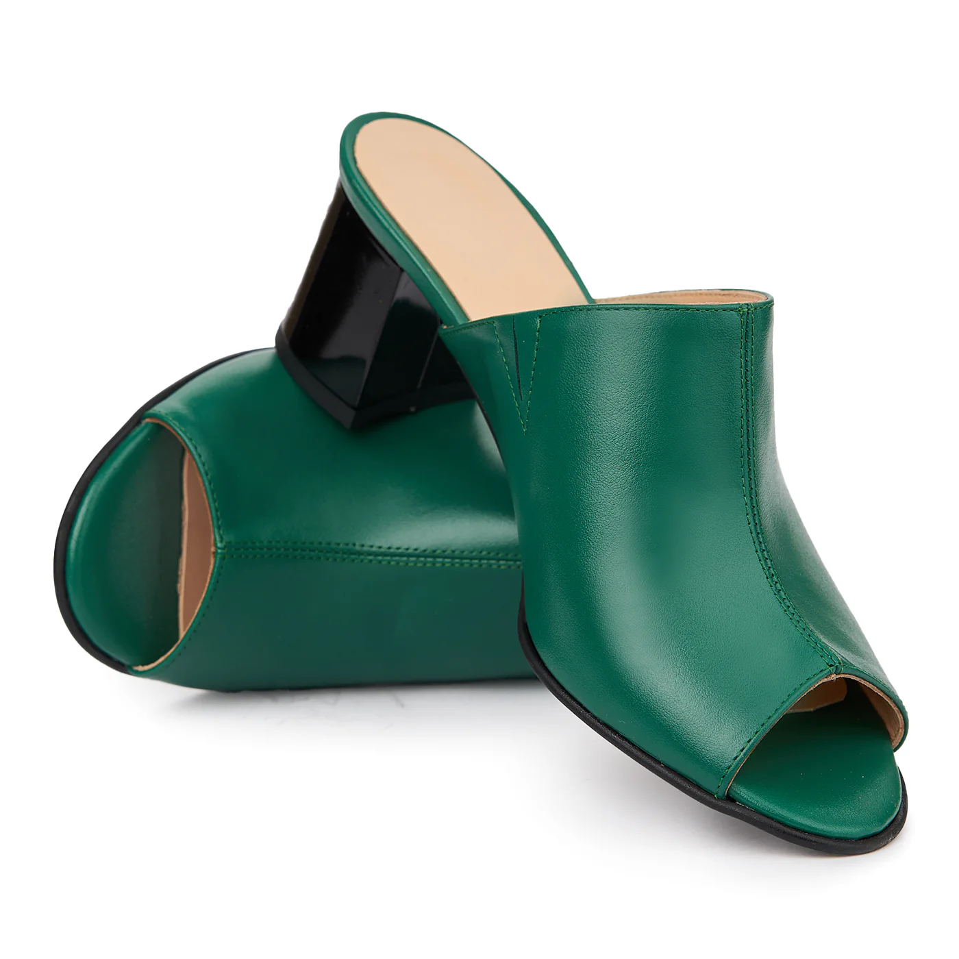 Saboti dama din piele naturala verde 5507 - Image 4