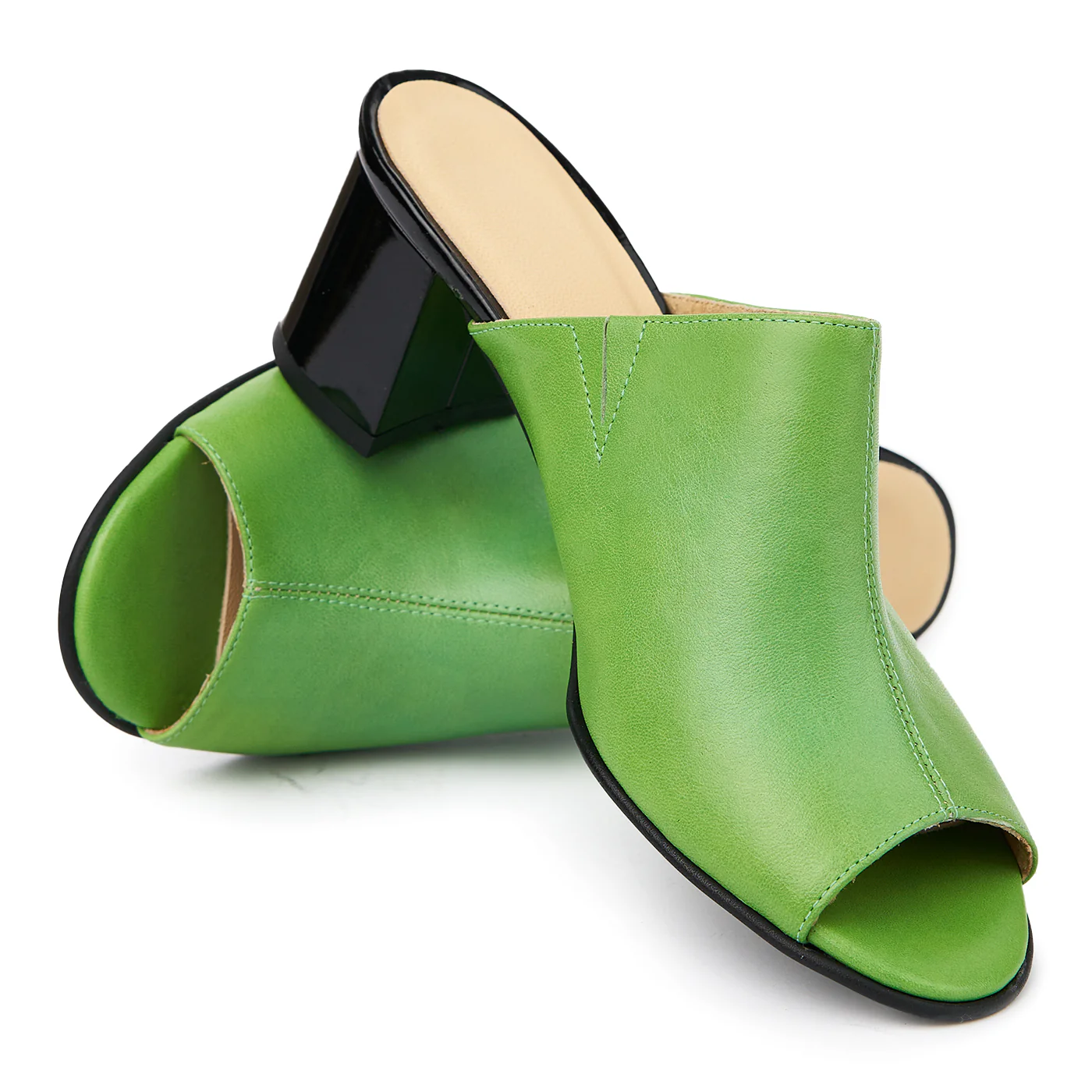 Saboti dama din piele naturala verde 5568 - Image 4