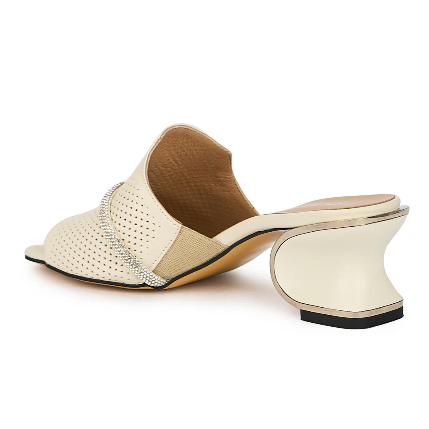 Saboti eleganti dama din piele naturala bej toc 6 cm 15690 - Image 2