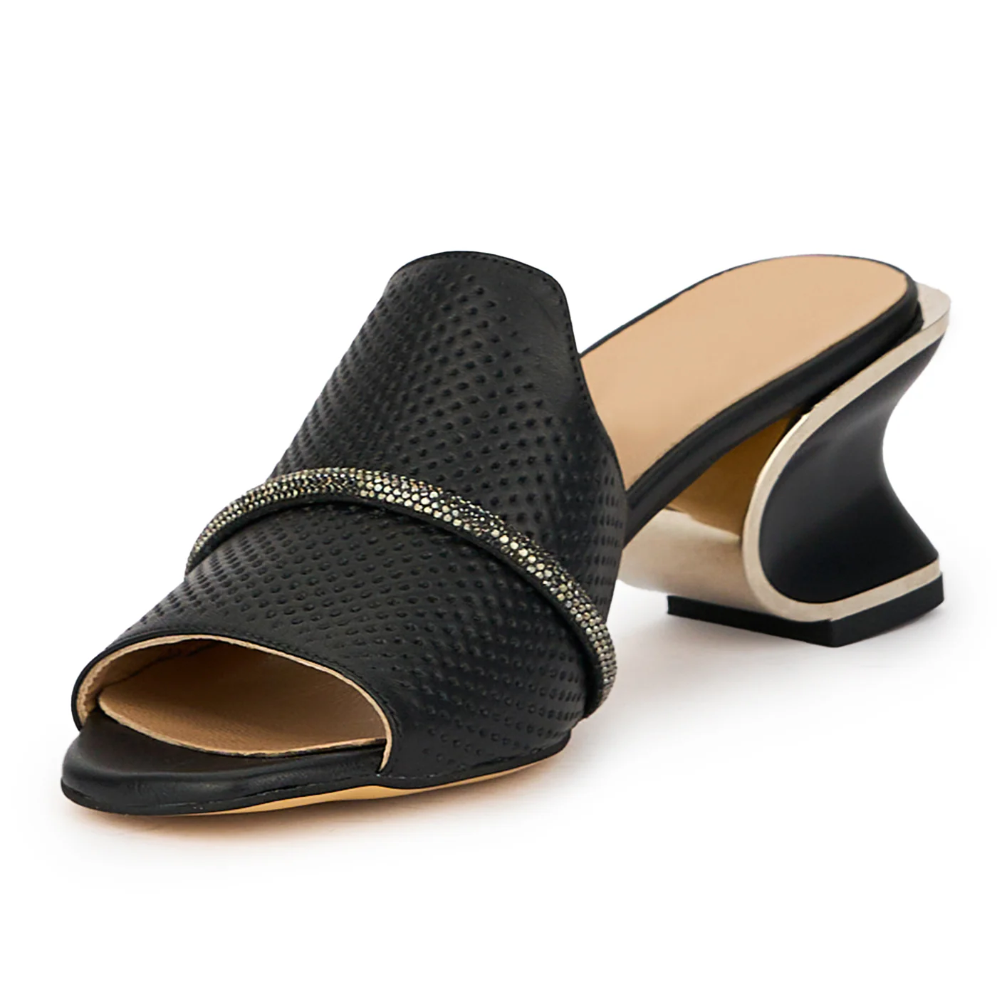Saboti eleganti dama din piele naturala neagra toc 6 cm 15693 - Image 3