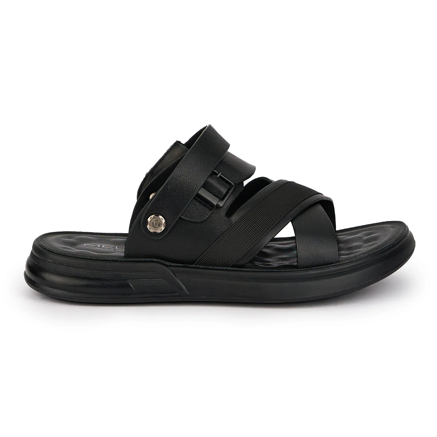 Sandale barbati din piele naturala neagra 7726 - Image 2