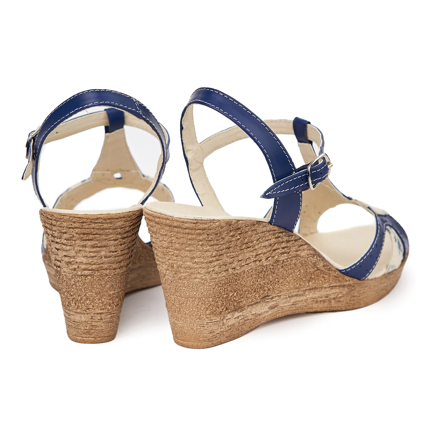 Sandale clasice din piele naturala albastra cu platforma 2276 - Image 2