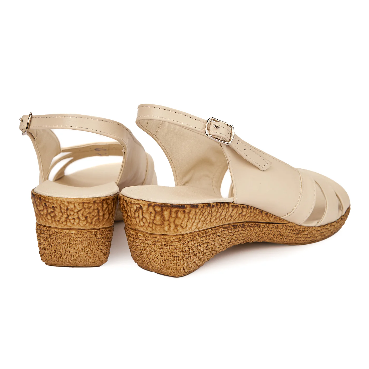 Sandale clasice din piele naturala bej cu platforma 2370 - Image 2