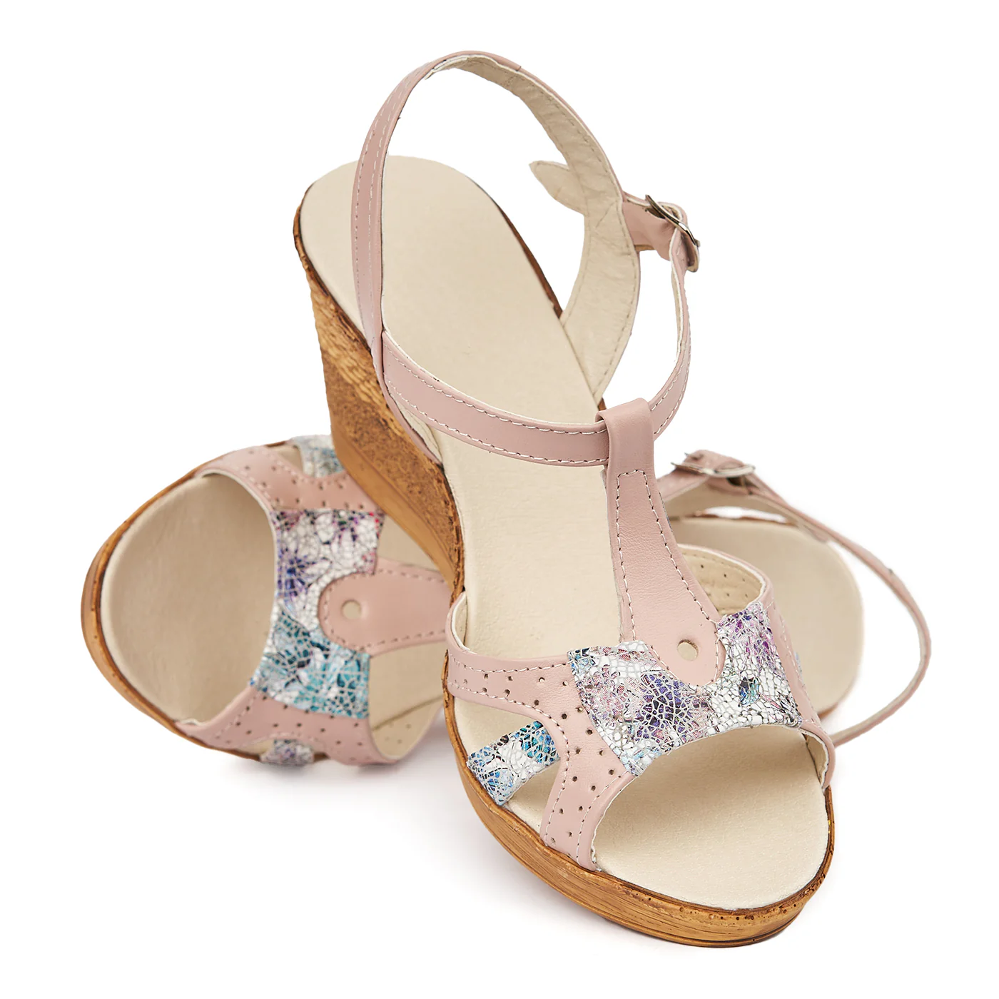 Sandale clasice din piele naturala crem cu platforma 2275 - Image 4