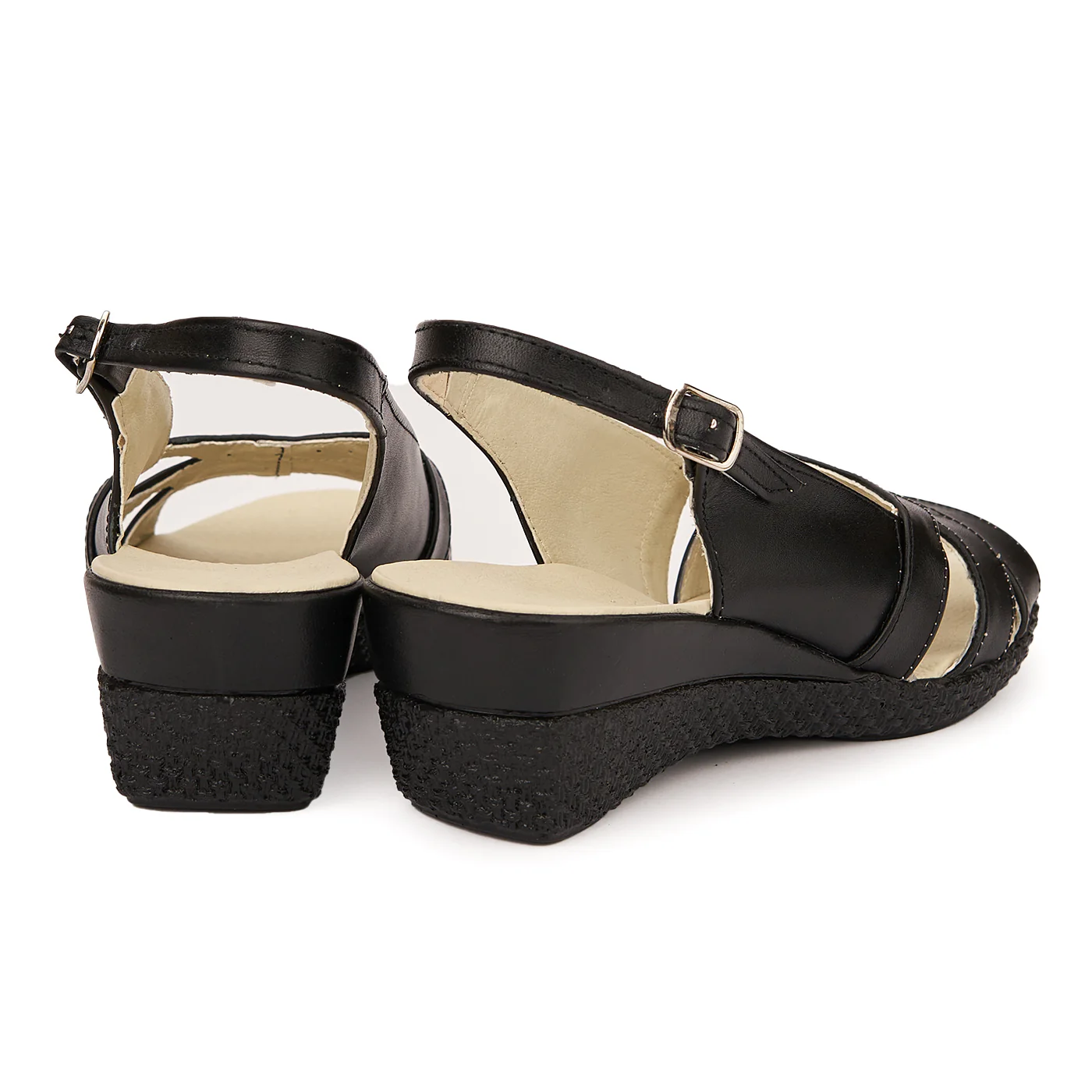 Sandale clasice din piele naturala neagra cu platforma 2371 - Image 2