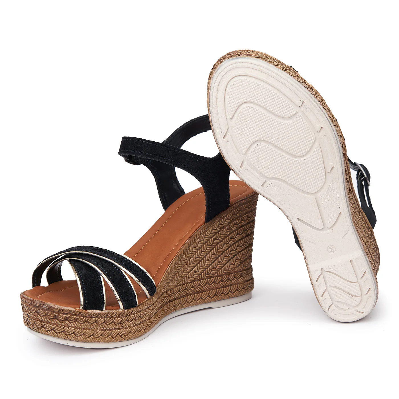 Sandale cu platforma din piele naturala bleumarin 2506 - Image 3