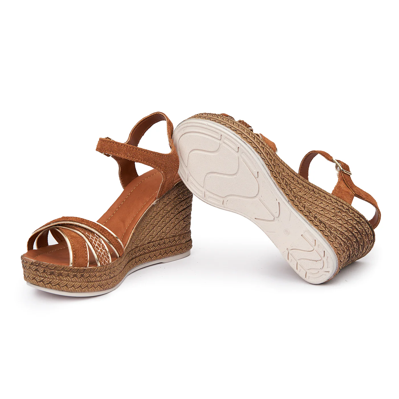 Sandale cu platforma din piele naturala maro 2510 - Image 3