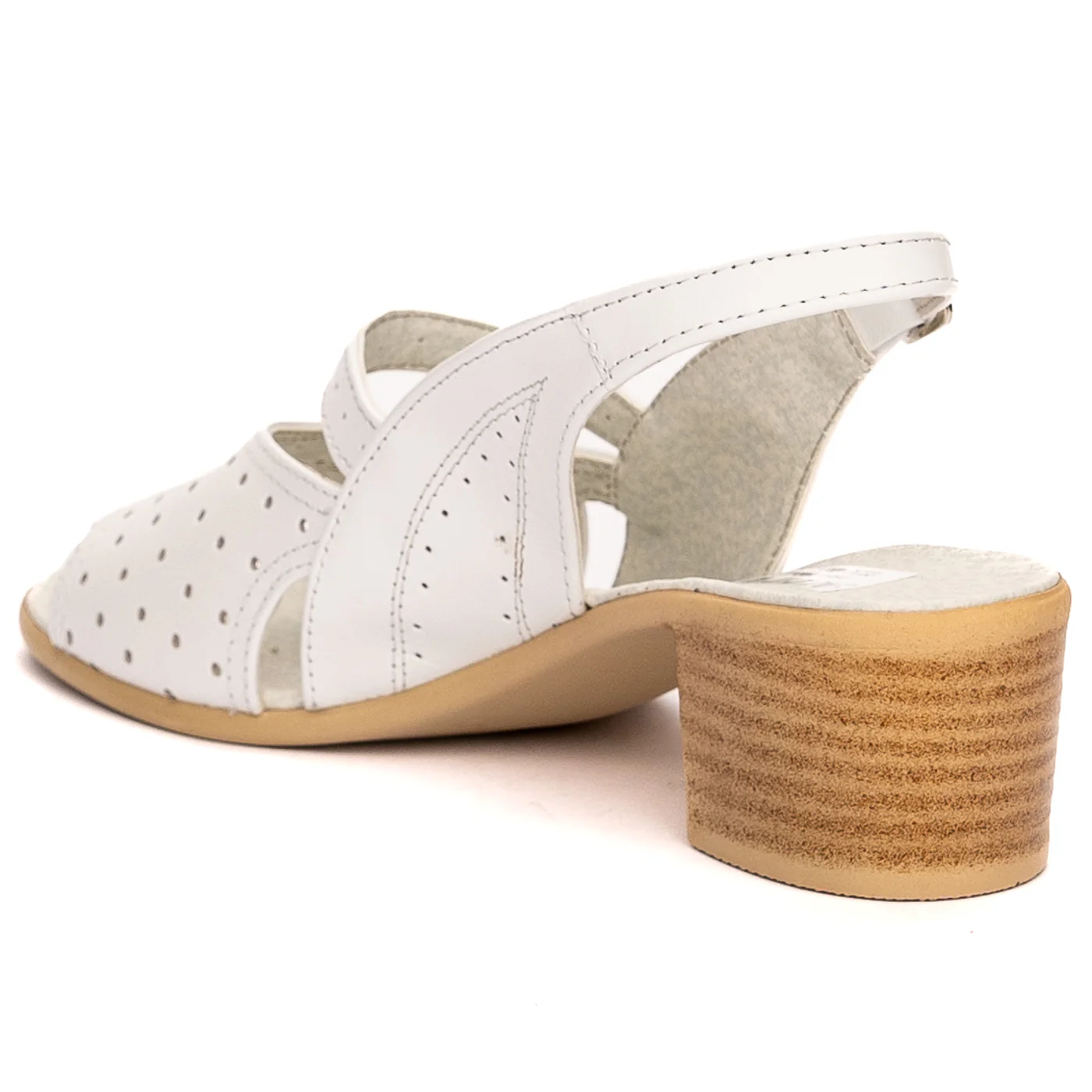Sandale dama clasice din piele naturala alba 13526 - Image 2