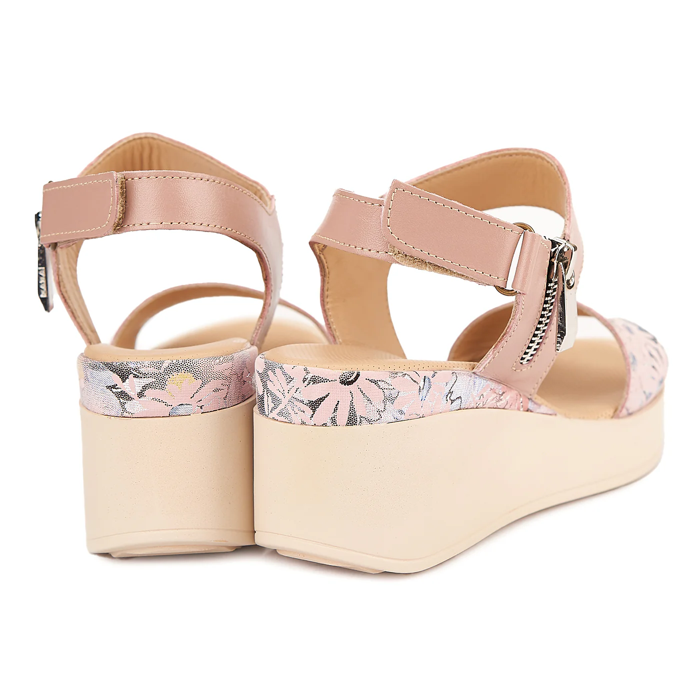Sandale dama cu platforma din piele naturala roz 2192 - Image 2