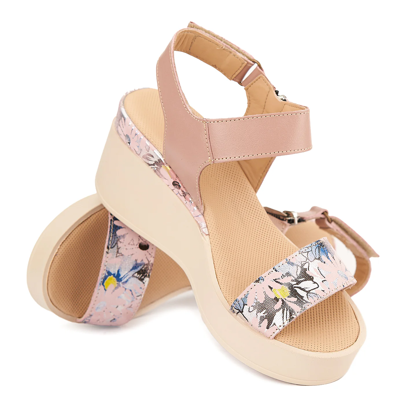 Sandale dama cu platforma din piele naturala roz 2192 - Image 4