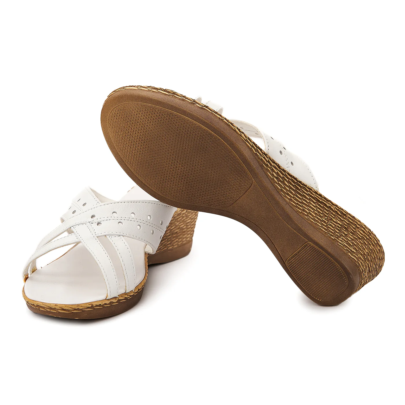 Sandale dama din piele alba cu platforma 2069 - Image 3