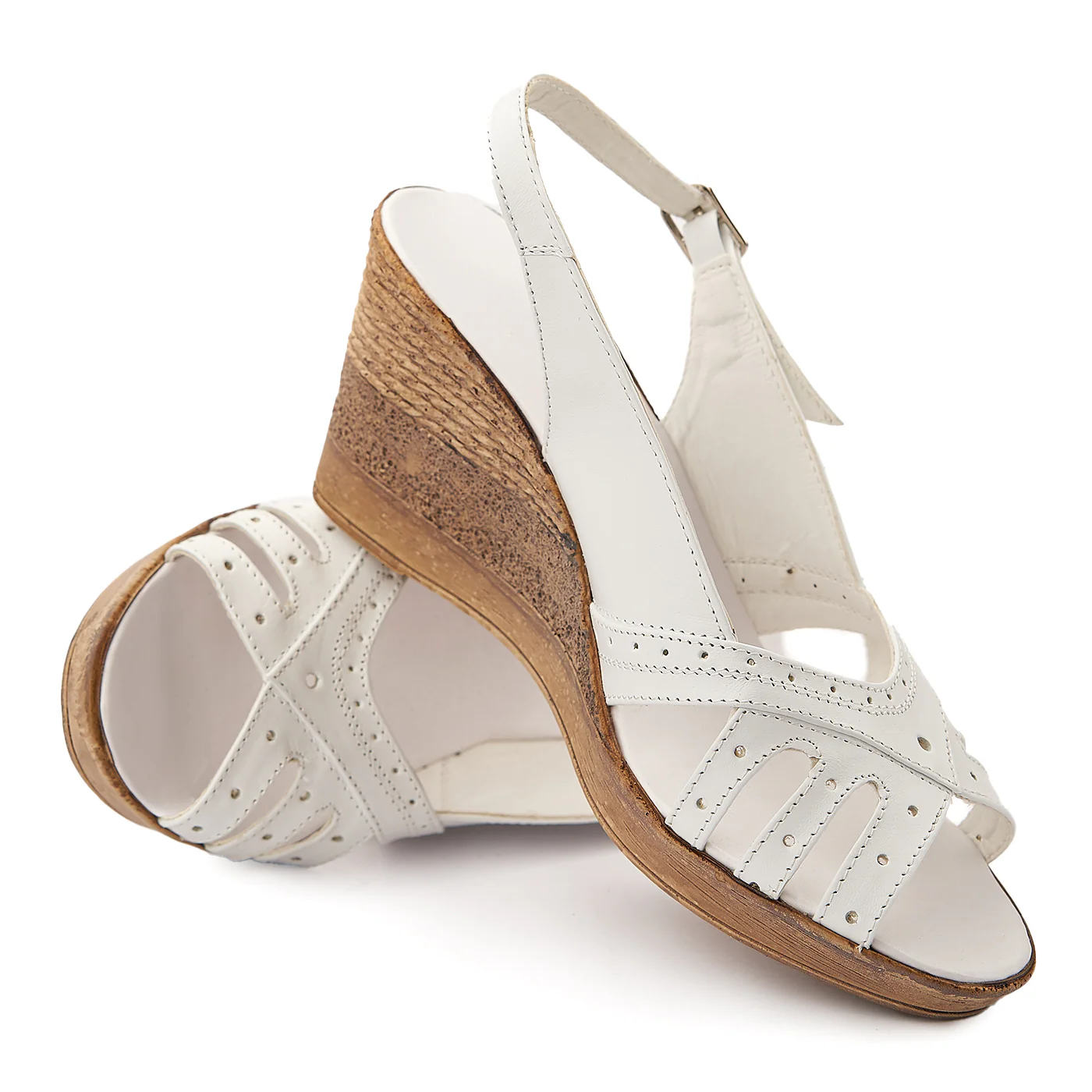 Sandale dama din piele alba cu platforma 2082 - Image 4